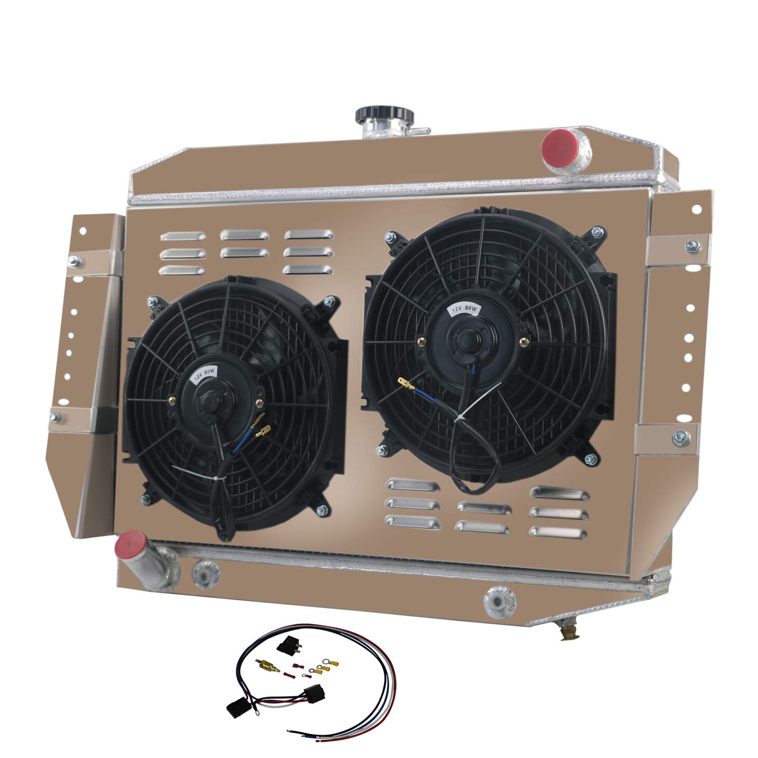 High-Performance 3-Row Aluminum Radiator for 1972-1979 Jeep Cherokee Wagoneer J-Series V8 - Complete Cooling Kit with Fan Shroud & Relay - Perfect for Off-Roading & Engine Upgrades