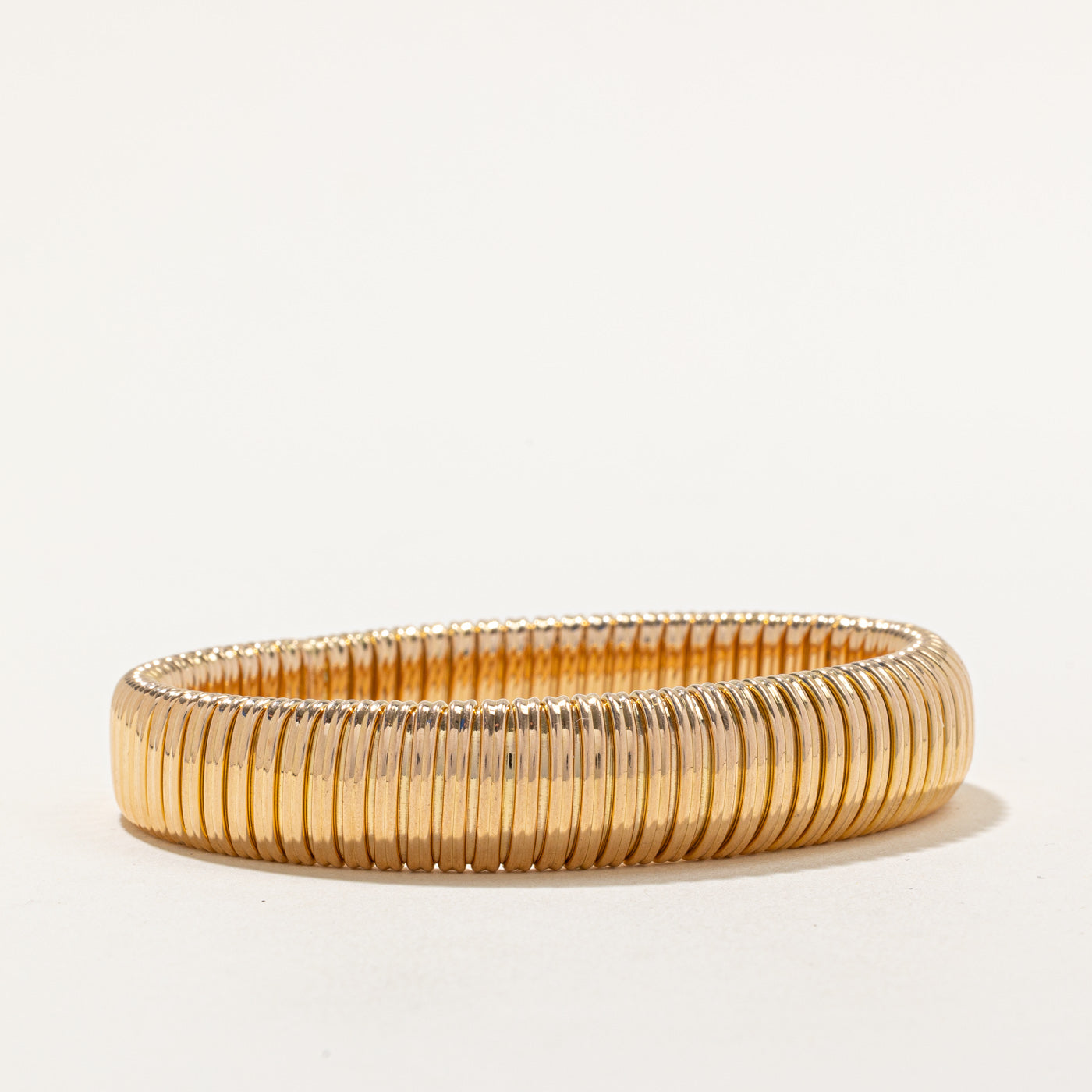 18K Yellow Gold Fluted Bracelet for Women - 7.75 Inch Adjustable Luxury Bangle | Perfect for Weddings, Anniversaries & Special Occasions