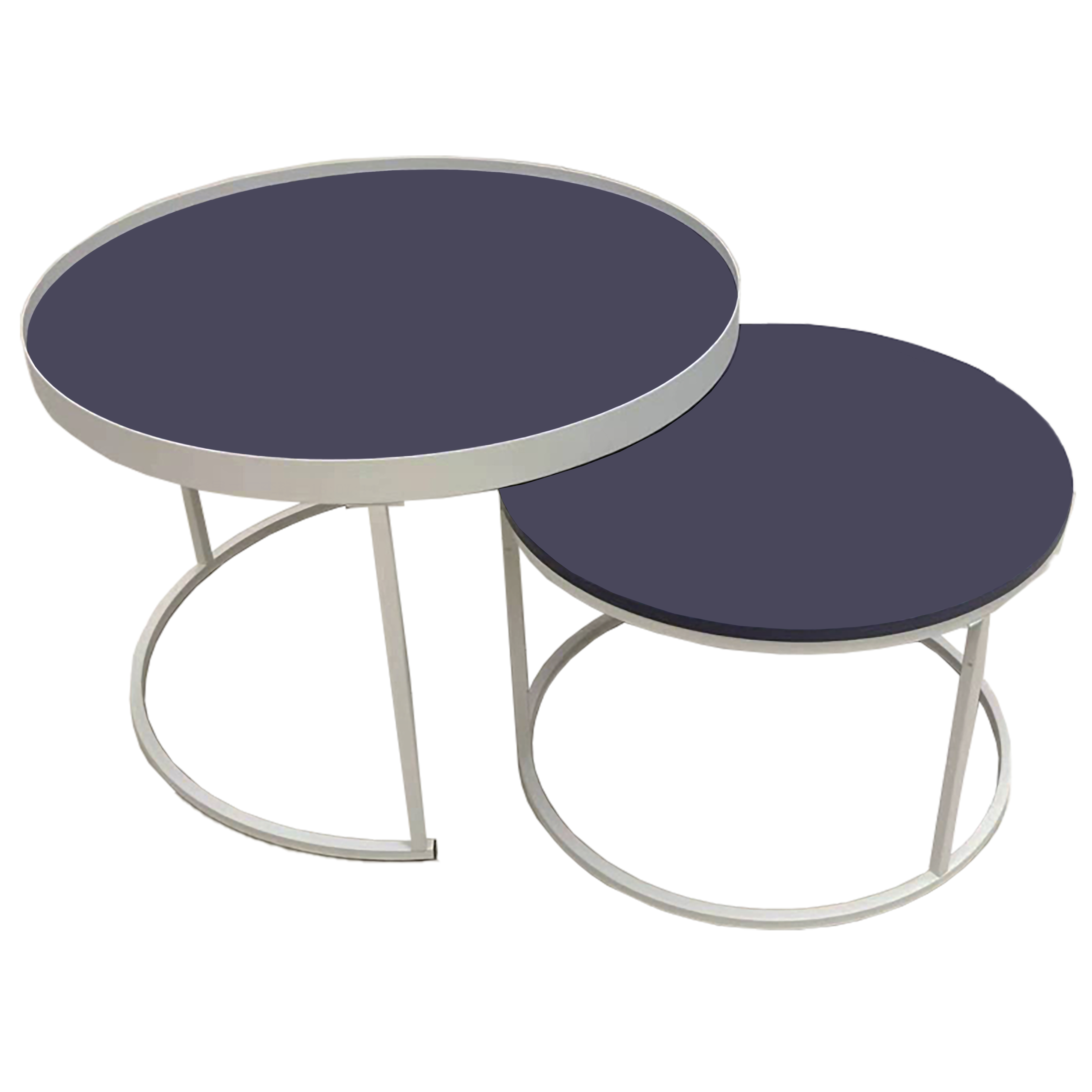 Modern Nested Coffee Table Set - Blue & White Wooden Side Tables for Living Room, Bedroom, or Office - Urban Style Contemporary Furniture for Small Spaces