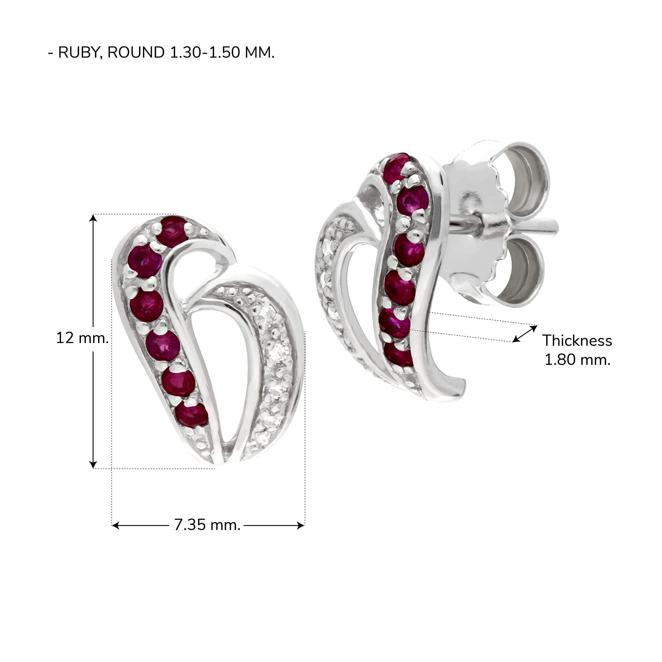 10K White Gold Emerald and Ruby Earrings with Diamond Accents - Elegant Harp Design for Women, May Birthstone Jewelry - Perfect for Weddings, Anniversaries & Special Occasions