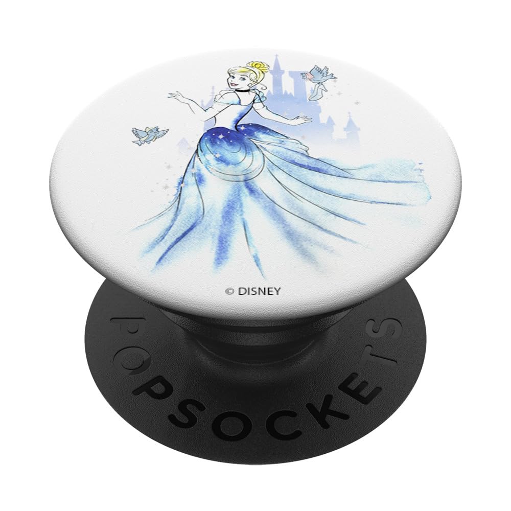 Disney Cinderella Birds & Castle Watercolor Art PopSockets Standard PopGrip - Swappable Phone Grip & Stand for iPhone, Samsung, Smartphones - Perfect for Disney Fans, Gifts, Everyday Use