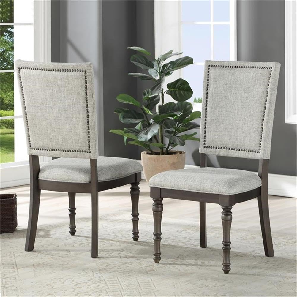 Steve Silver Linnett Sagebrush Upholstered Dining Chairs - Gray Set of 2, Modern Comfortable Kitchen & Dining Room Chairs for Home, Restaurant, or Office Use