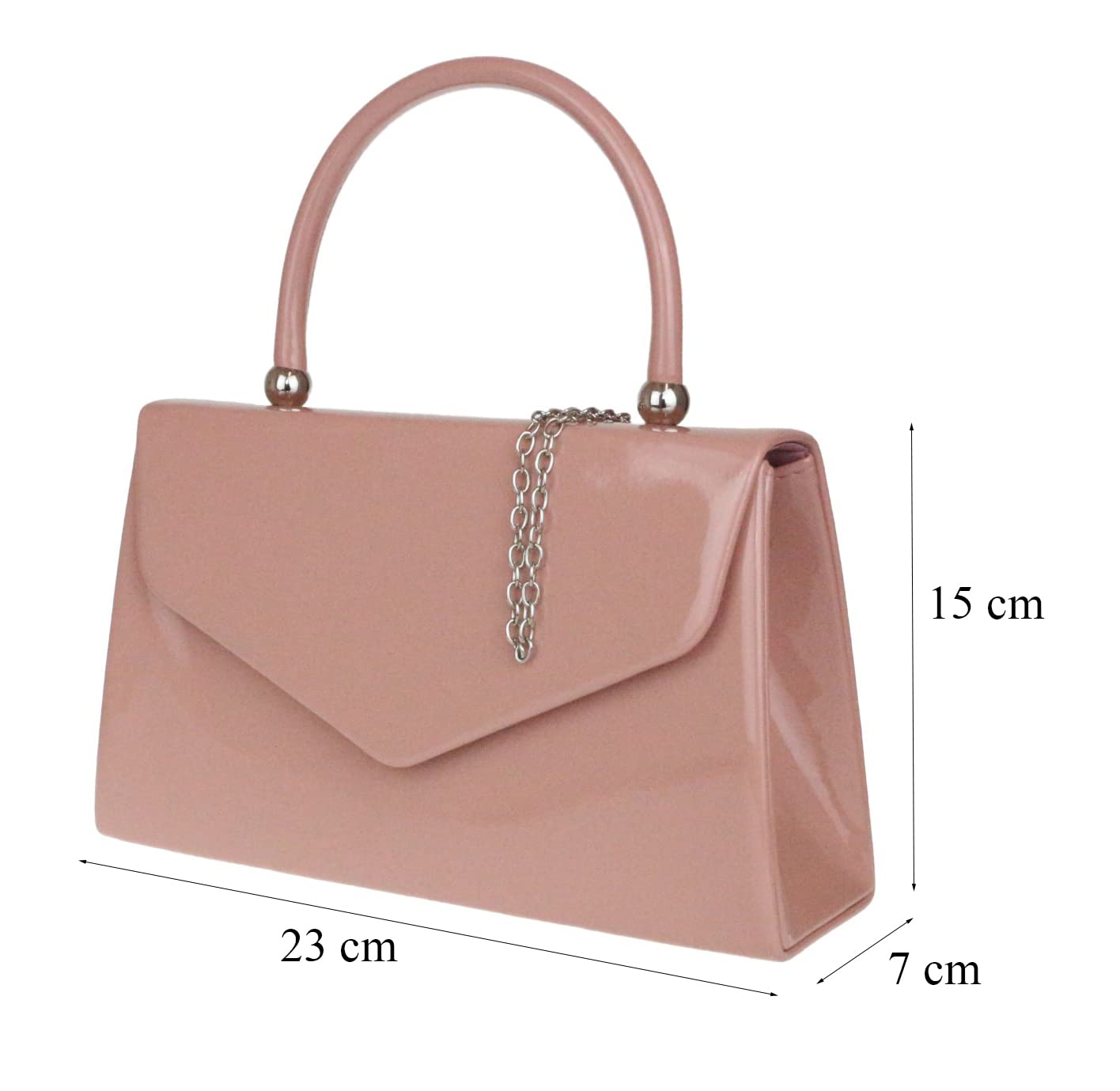 Stylish Women's Patent Leather Clutch Bag - Small Evening Purse in Pink & Nude Colors for Parties, Weddings & Formal Events