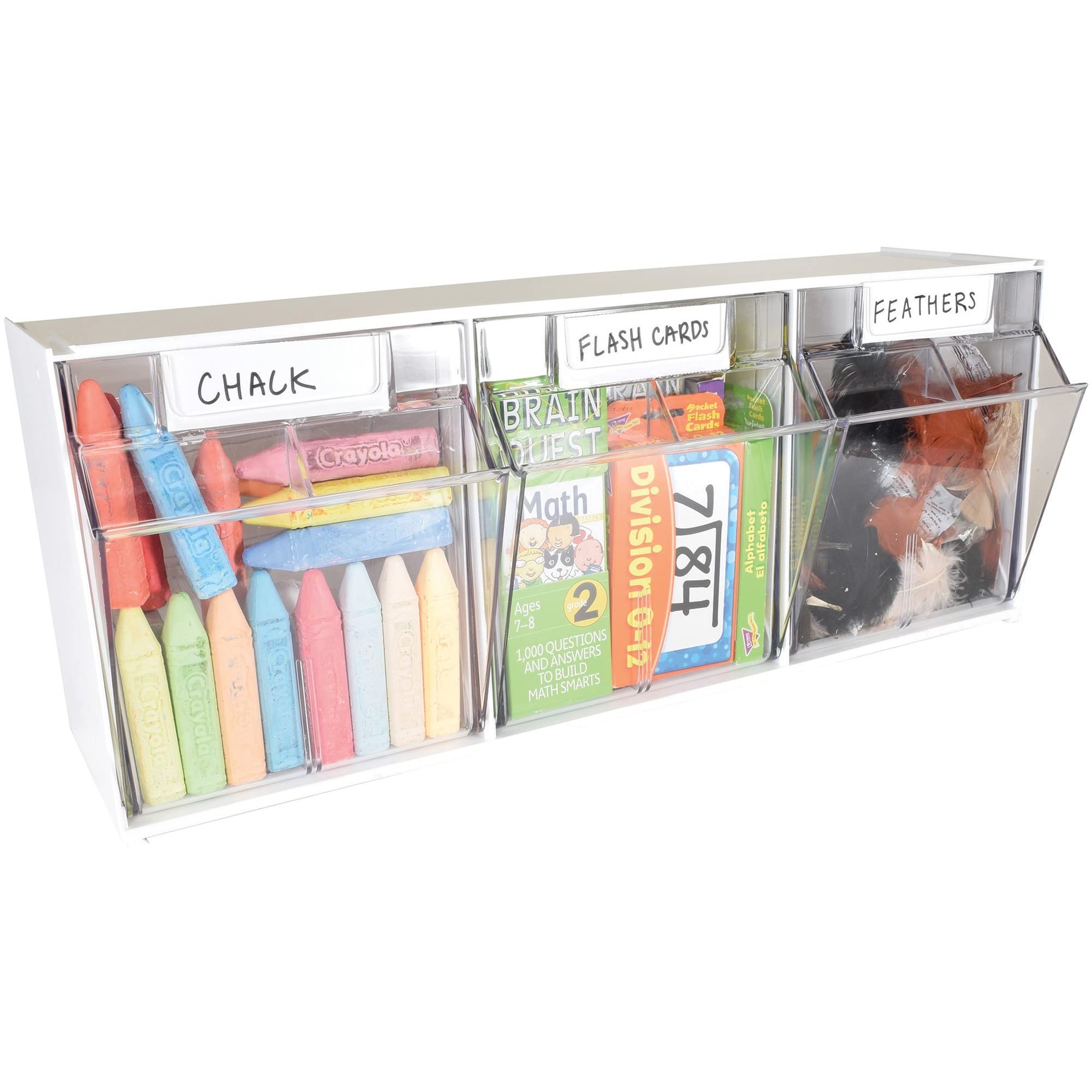 Deflecto White Interlocking Storage Organizer Tilt Bin - 9.5