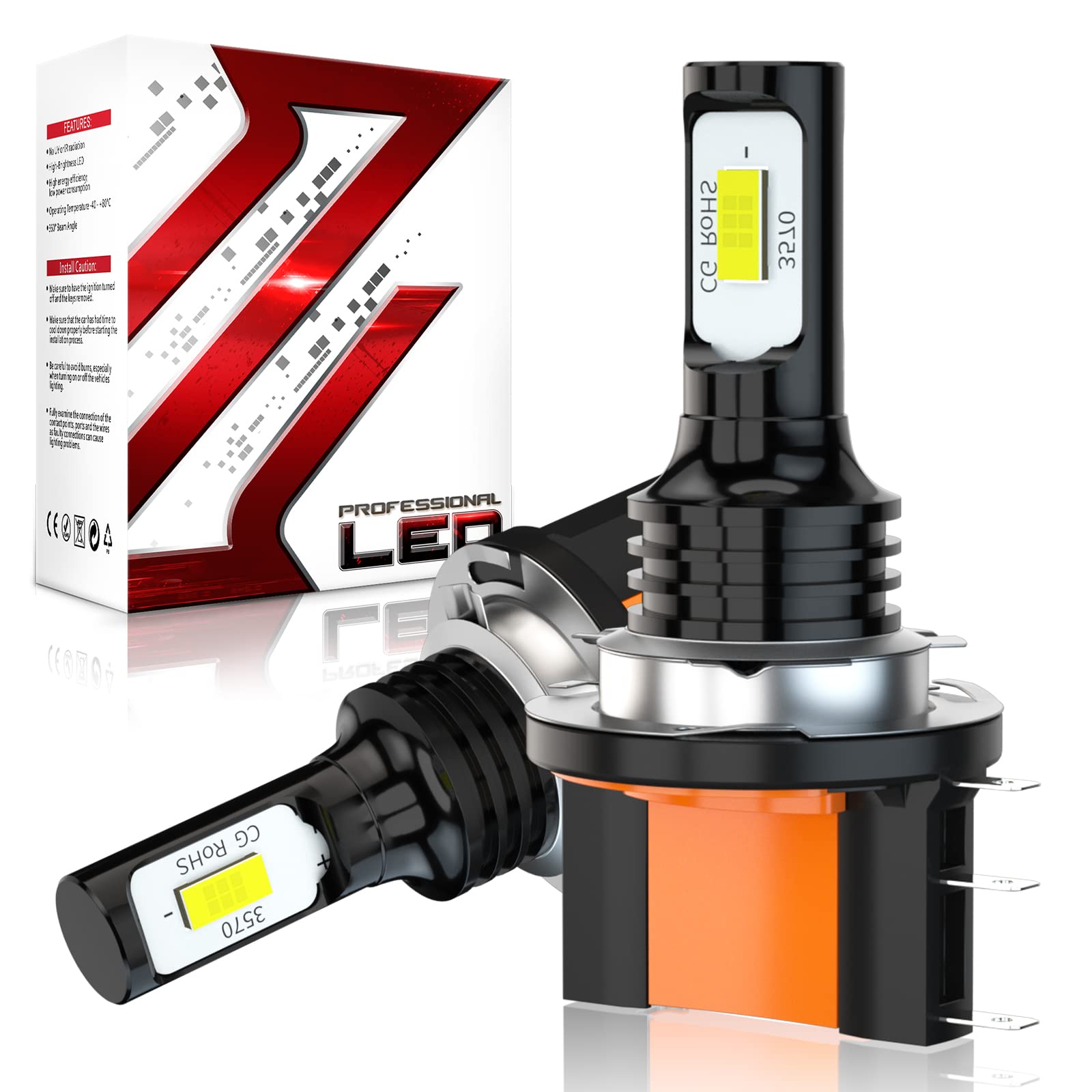 **Honda TRX420 TRX500 2014-2018 LED Headlight Bulbs - H15 High/Low Beam 60W 10000LM 6000K Xenon White Super Bright Replacement - CSP LED Beads, Plug & Play (2-Pack) - Perfect for Off-Roading & Night Riding**