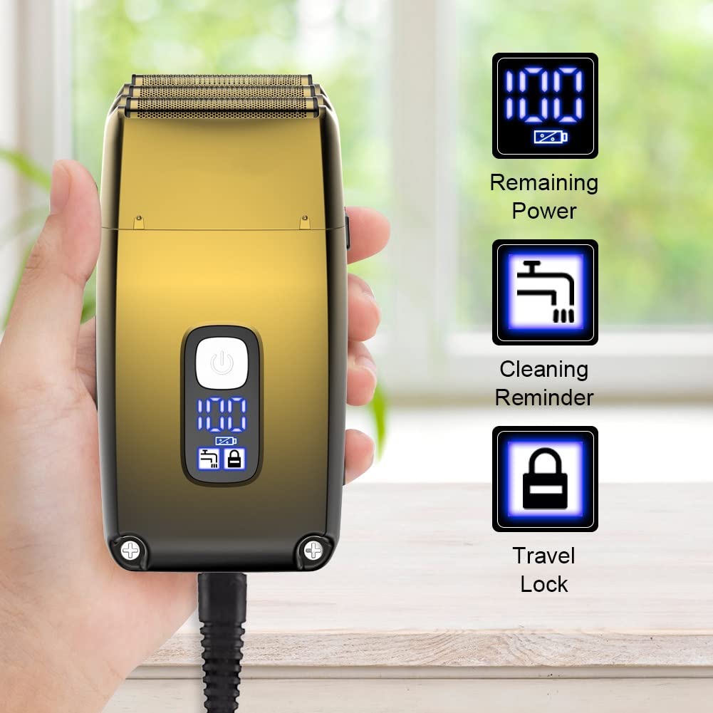 Premium Rechargeable Electric Razor for Men - 3-Blade Wet/Dry Shaver for Beard & Head Shaving, Powerful Cordless Trimmer with Travel Case - Perfect for Home, Travel & Grooming Gifts