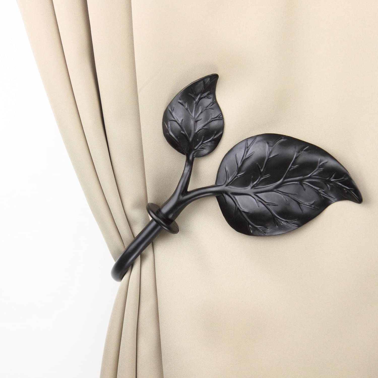 Black Plush Curtain Tiebacks - 2 Pack Soft Velvet Drapery Holdbacks for Living Room & Bedroom Window Decor