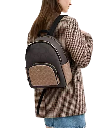 Coach Court Backpack in Signature Blocked Canvas - Stylish Laptop Backpack for Women & Men, Perfect for Work, Travel and School