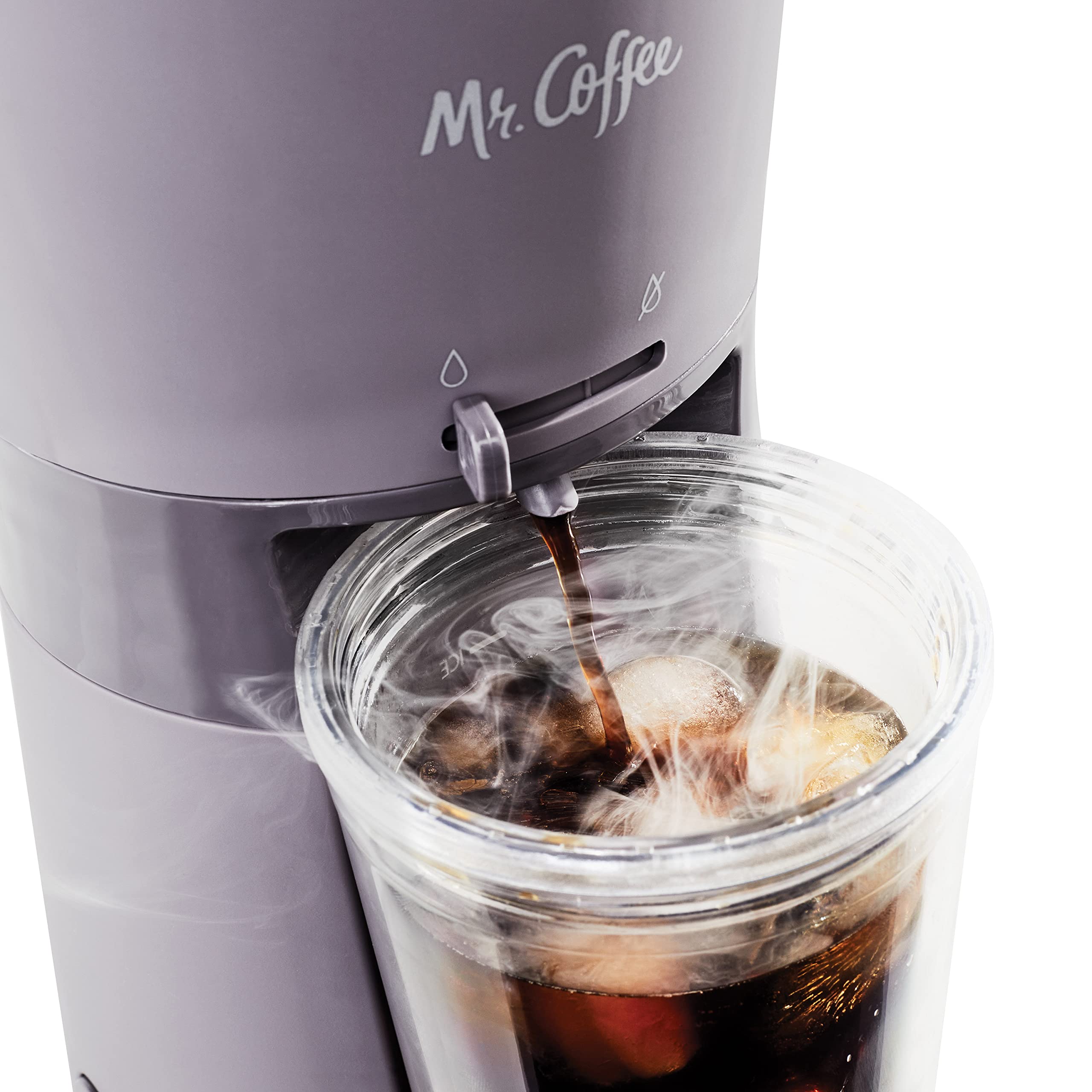 Mr. Coffee Iced Coffee Maker - Single Serve Machine with 22oz Tumbler & Reusable Filter, Lavender - Perfect for Home, Office & Outdoor Iced Coffee Brewing