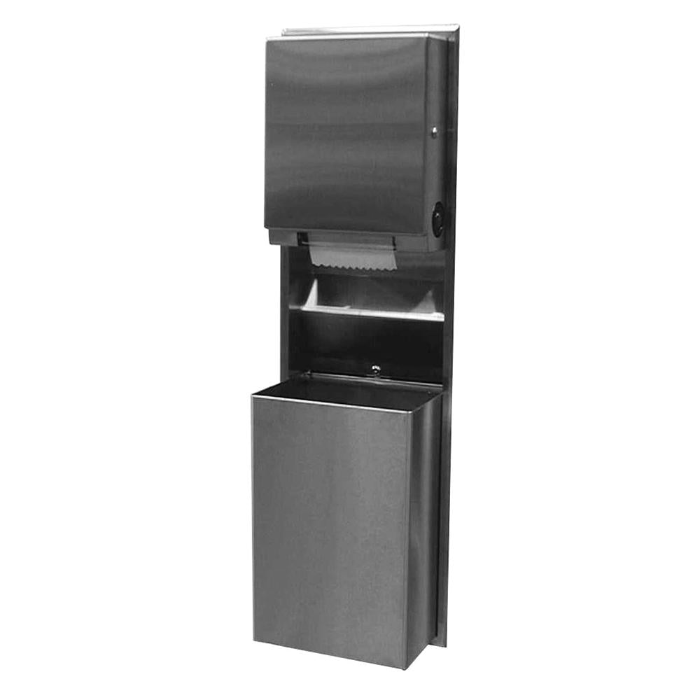 Bobrick B39617 ClassicSeries Recessed Paper Towel Dispenser & Waste Receptacle - Satin Finish for Restrooms, Kitchens & Commercial Spaces