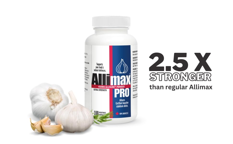 Allimax Pro 450mg 100 Vegicaps - Premium Allicin Garlic Supplement for Immune Support | Stabilized Allicin from Organic Spanish Garlic | Professional Strength Formula for Daily Wellness & Immune Boost