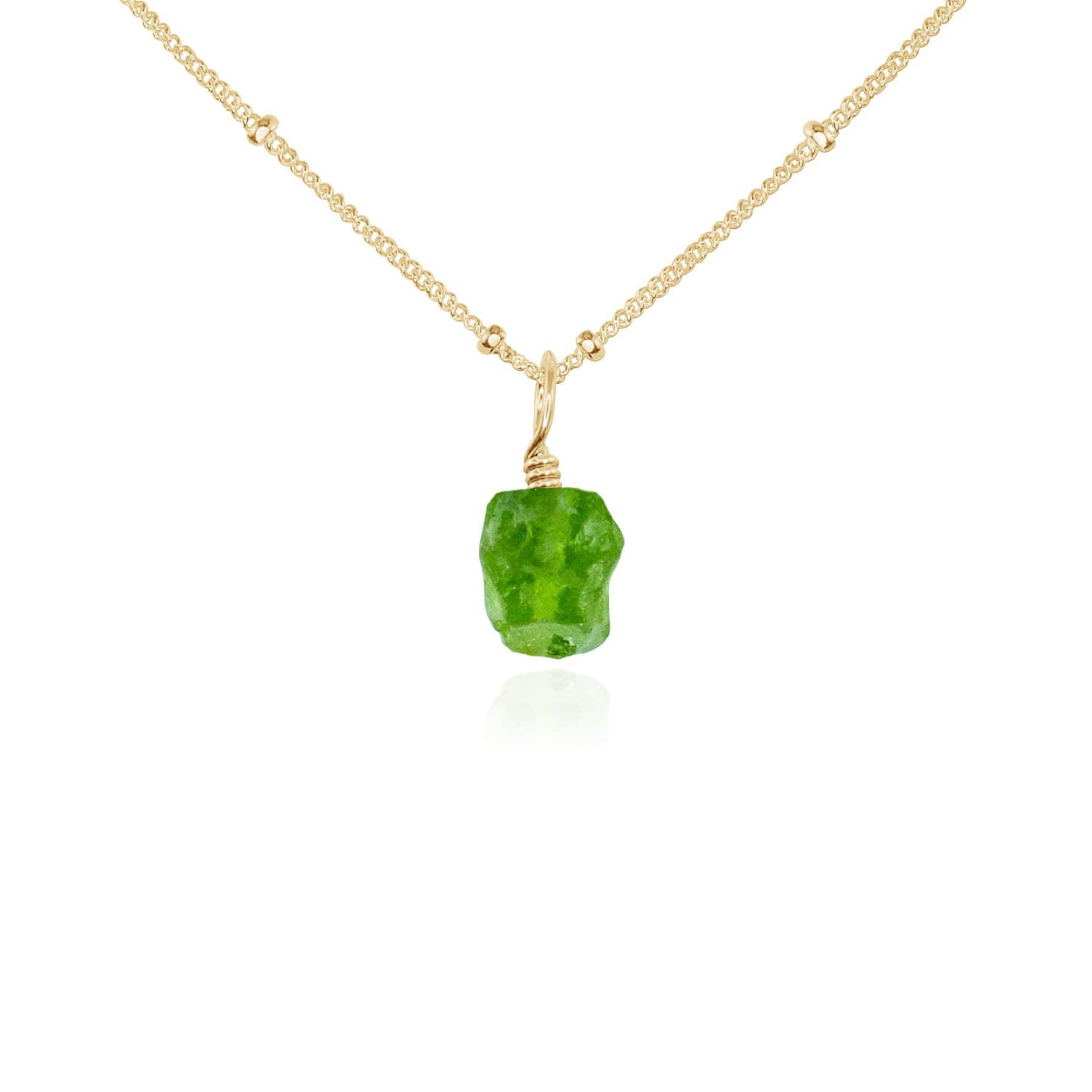Tiny Raw Peridot Pendant Necklace - Natural Green Gemstone Jewelry for Women | Perfect for Boho Style, Everyday Wear & Gift Giving