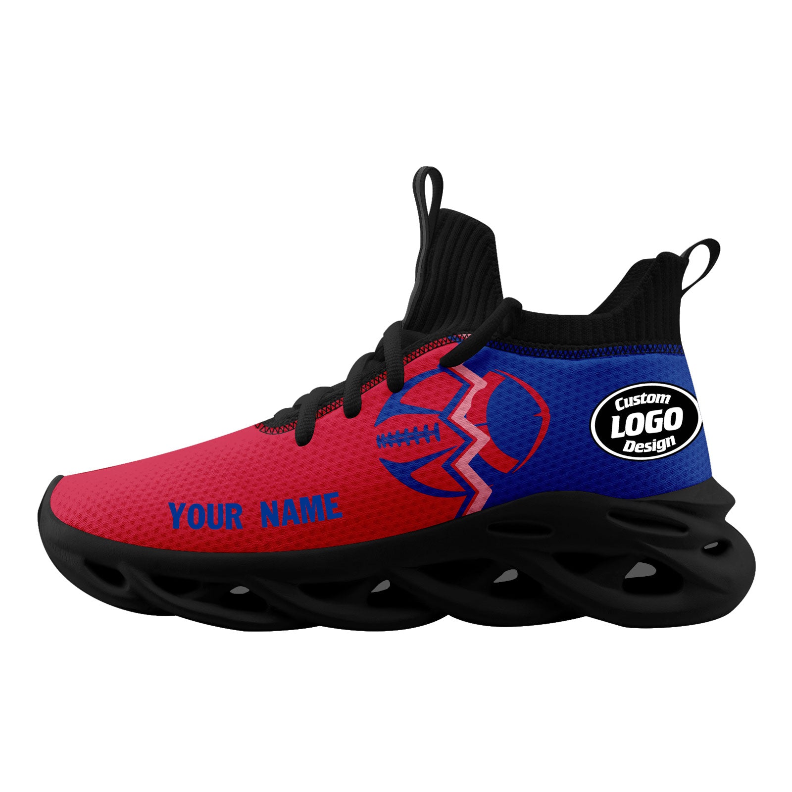 Custom Blue & Red New York MaxSoul Sneakers with Matching Hat - Personalized Combo Set for Men & Women | Perfect for Streetwear Fashion, Urban Outfits & NYC-Themed Gifts