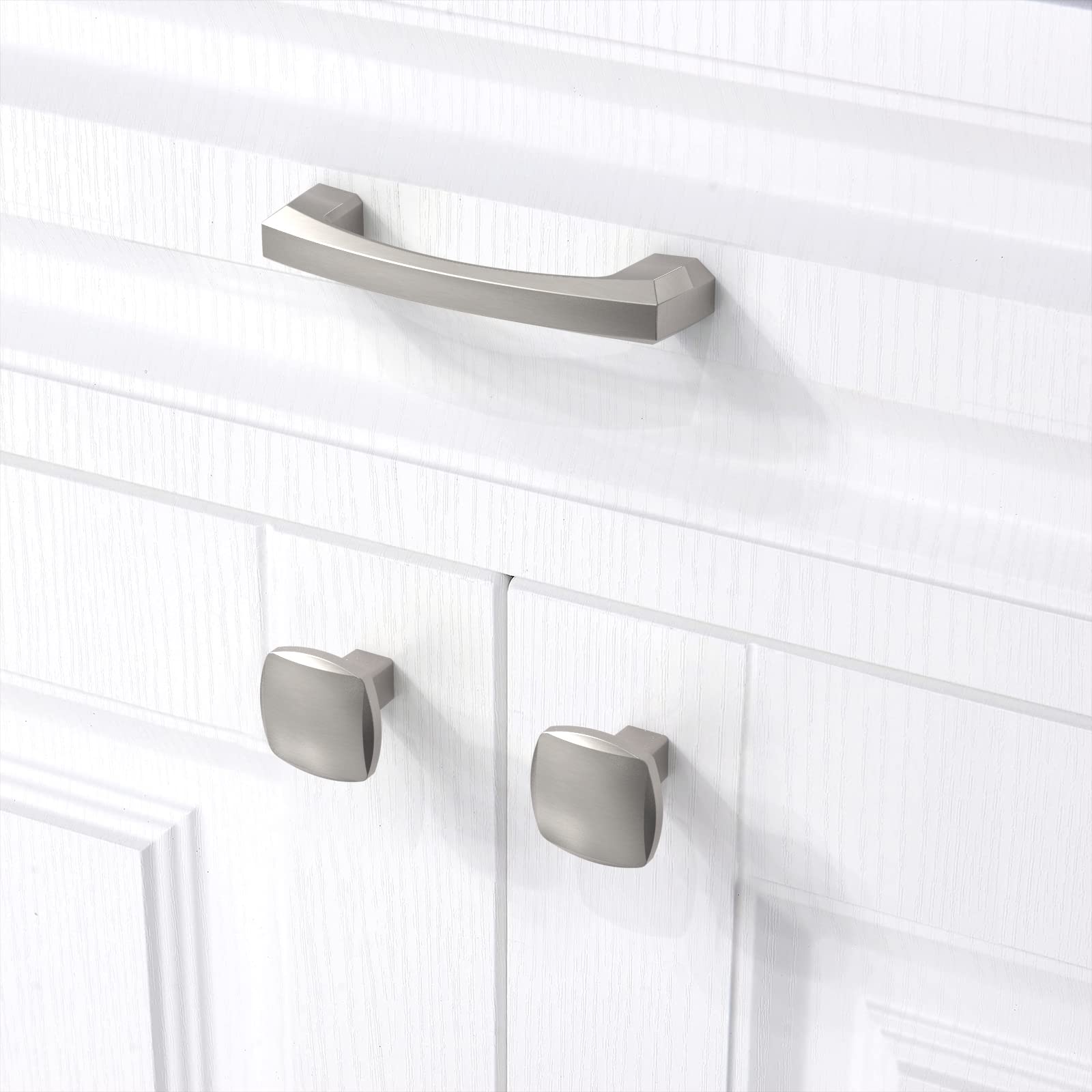 10 Pack 3 Inch (76mm) Brushed Satin Nickel Cabinet Handles - Kitchen Cabinet Pulls & Drawer Handles for Dresser, Cupboard, Wardrobe - Perfect for Home Renovation & Furniture Upgrade