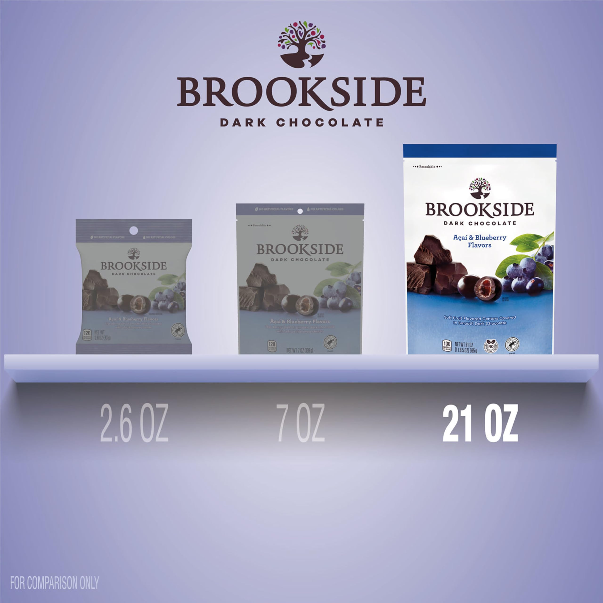 BROOKSIDE Dark Chocolate with Acai & Blueberry Flavors - 21 oz Resealable Bag | Healthy Snack for Work, Travel & Dessert