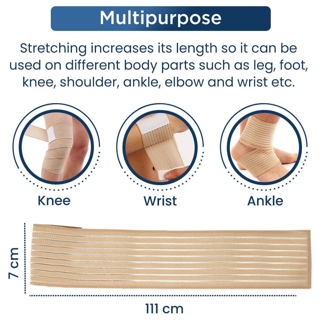 Dr Trust USA Elastic Compression Bandage Tape (1 Pair) 338 Free Size - Breathable Support for Sprains, Sports Injuries & Post-Surgery Recovery - Ideal for Athletes, Active Lifestyles & Medical Use