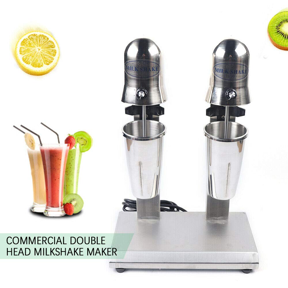 Commercial 560W Double Head Milkshake Machine - Stainless Steel Mixer with 2 Speed Gears, 110V for Milk Tea, Coffee Shops, Smoothies & Desserts - Perfect for Restaurants, Cafes & Bubble Tea Stores