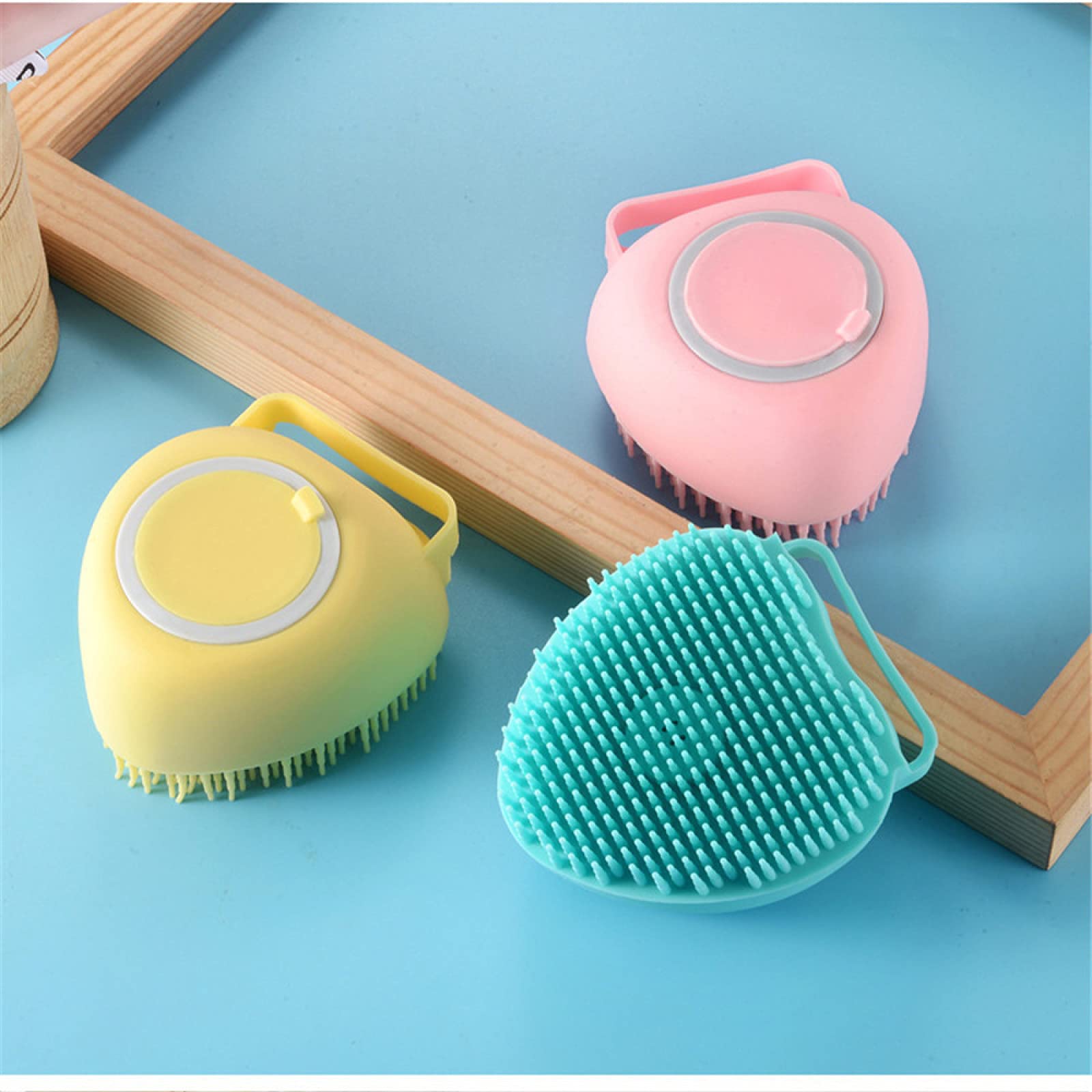 2-in-1 Silicone Body Brush & Exfoliator with Shower Gel Dispenser - Soft Bath Scrubber for Adults & Babies - Scalp Massage Brush for Shower & Spa (Pink) | Perfect for Exfoliating Skin & Relaxing Massage in Bath or Shower