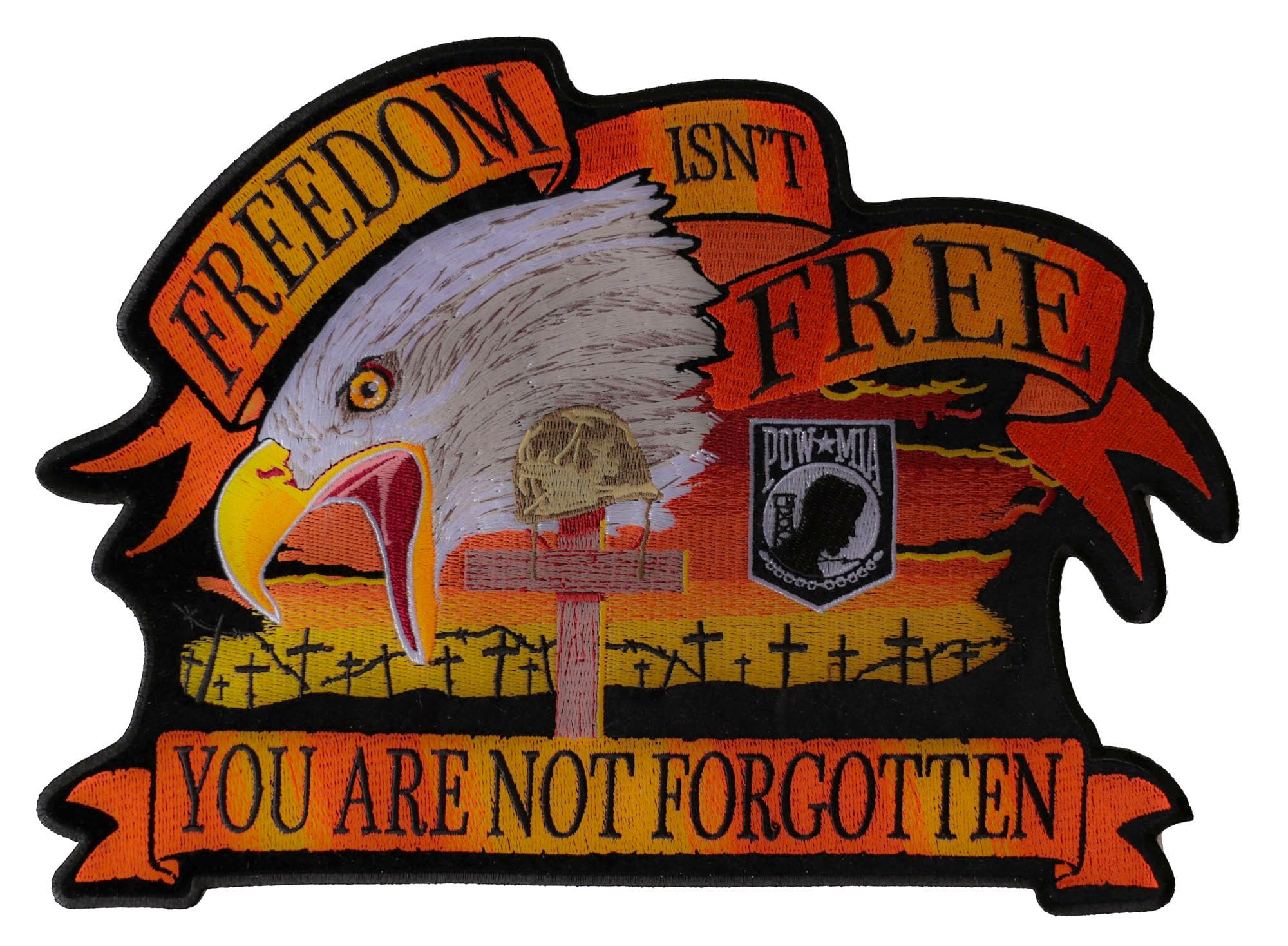 Freedom Isn't Free Eagle Military Patch - Large Embroidered Back Patch for Jackets, Vests & Bags - Patriotic Army Veteran Apparel Accessory