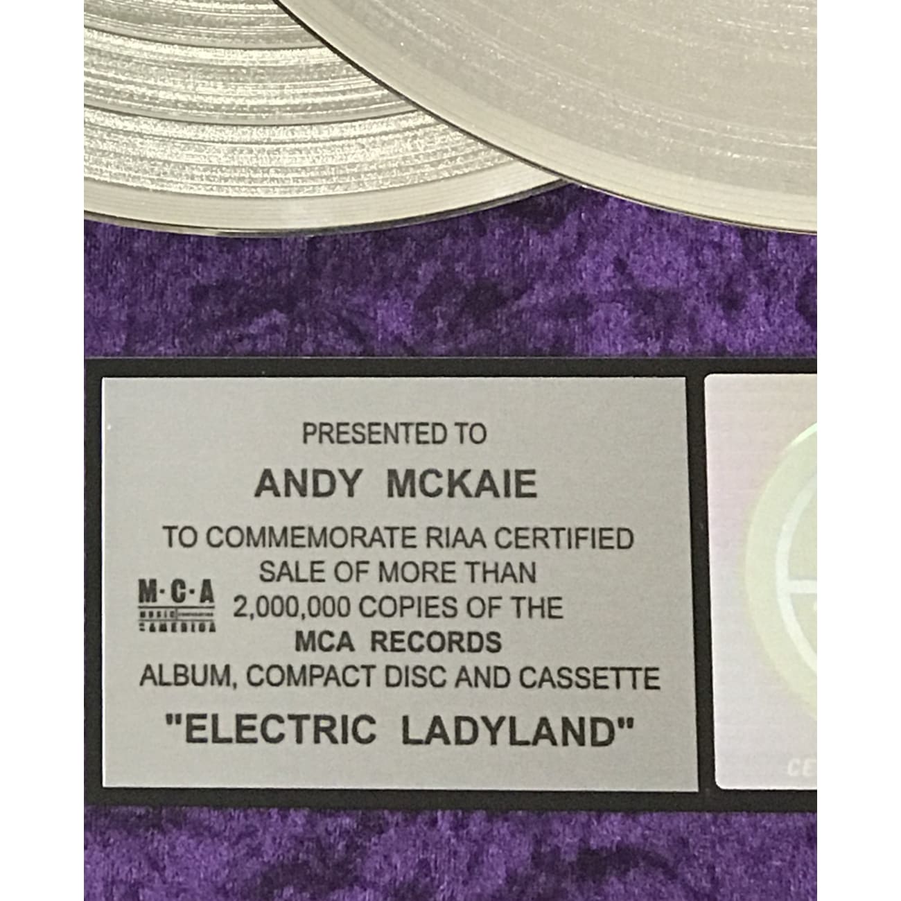 Jimi Hendrix Electric Ladyland RIAA Certified 2x Multi Platinum Award Vinyl Record - Perfect for Music Collectors & Classic Rock Fans