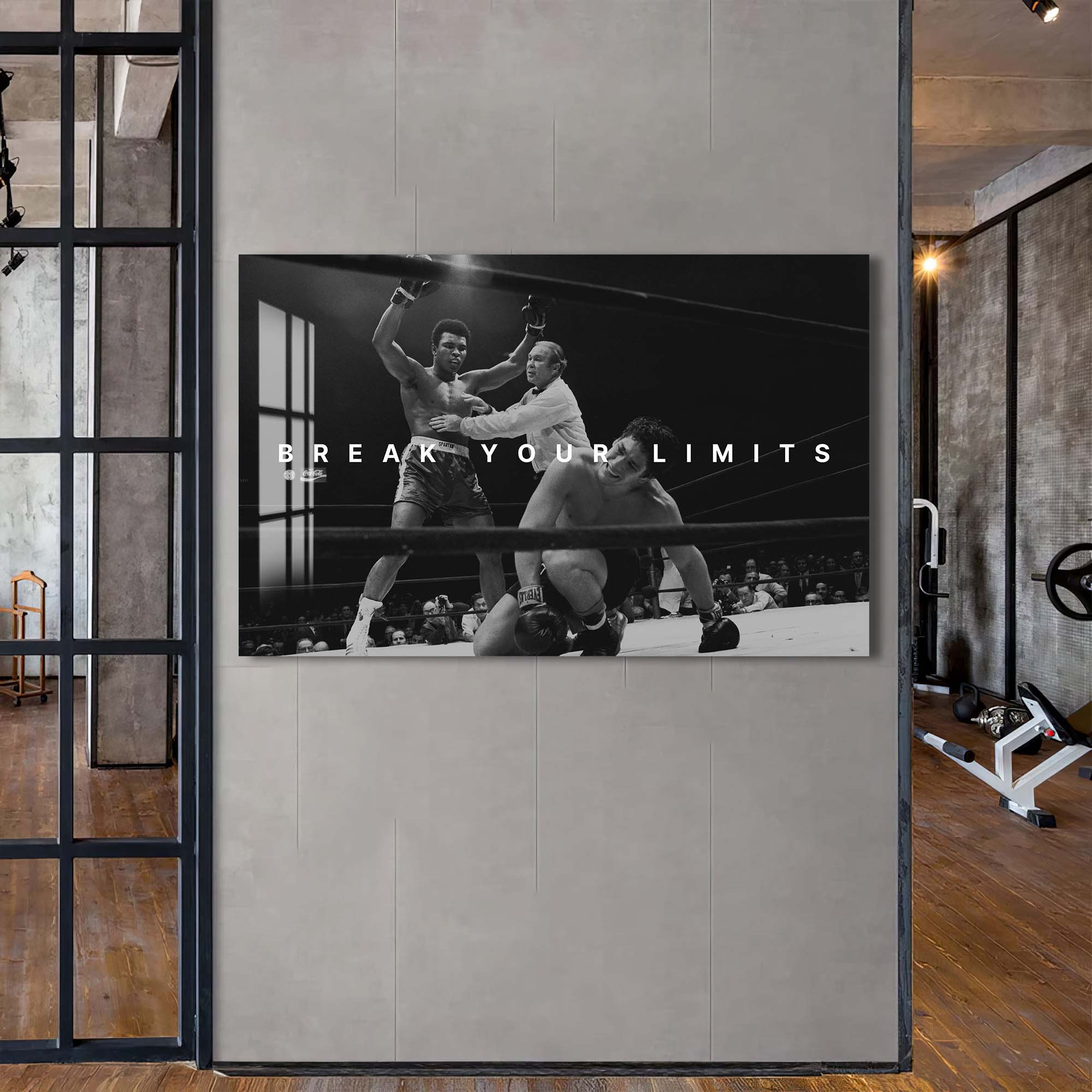 Muhammad Ali Break Your Limits Motivational Quote Wall Art - Perfect for Home Gym Office Decor & Boxing Enthusiasts