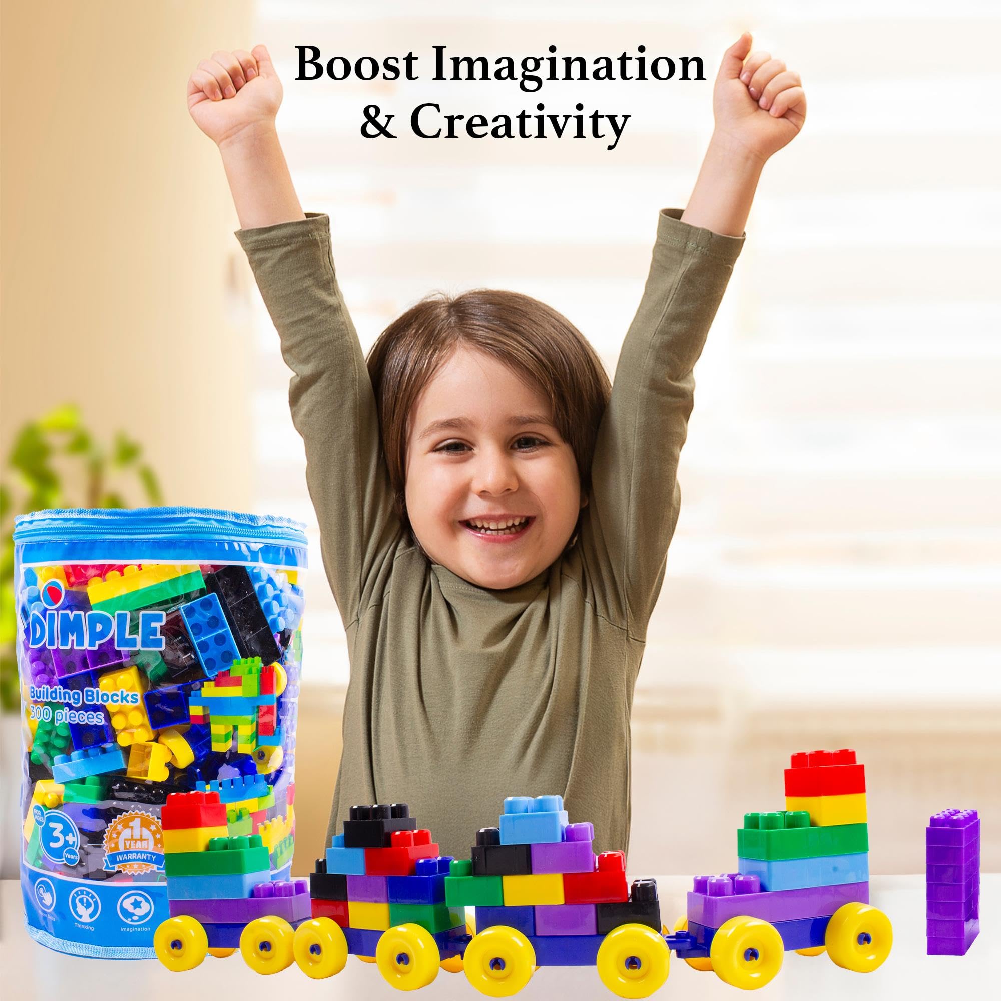 STEM Building Blocks for Toddlers (300 Pcs) - Educational Stacking Toys for Kids Ages 3+ | Perfect for Montessori Learning & Birthday Gifts