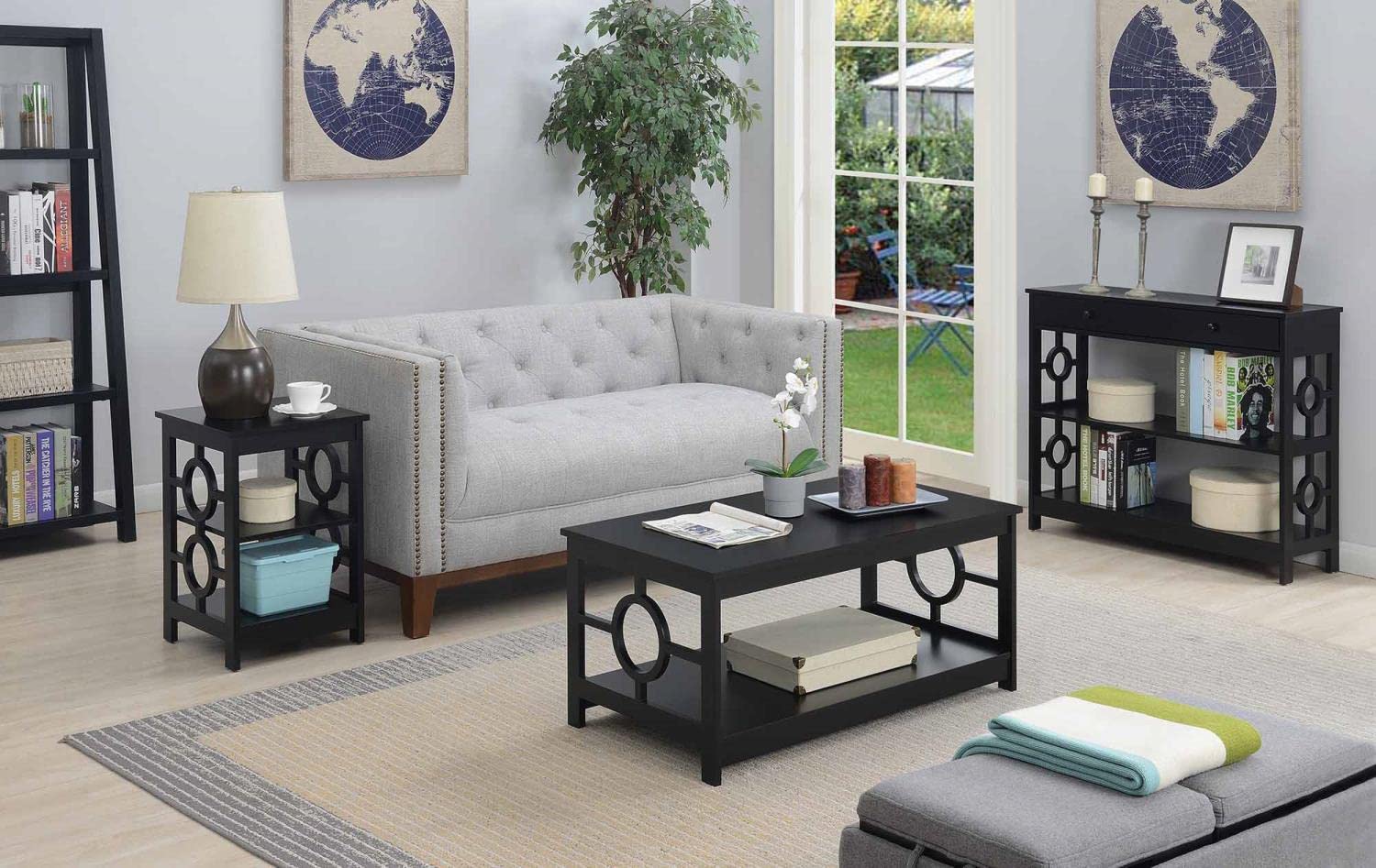 Convenience Concepts Modern Round Coffee Table - 36 Inch Black Wood End Table for Living Room | Perfect for Small Spaces, Apartments & Coffee Shop Decor