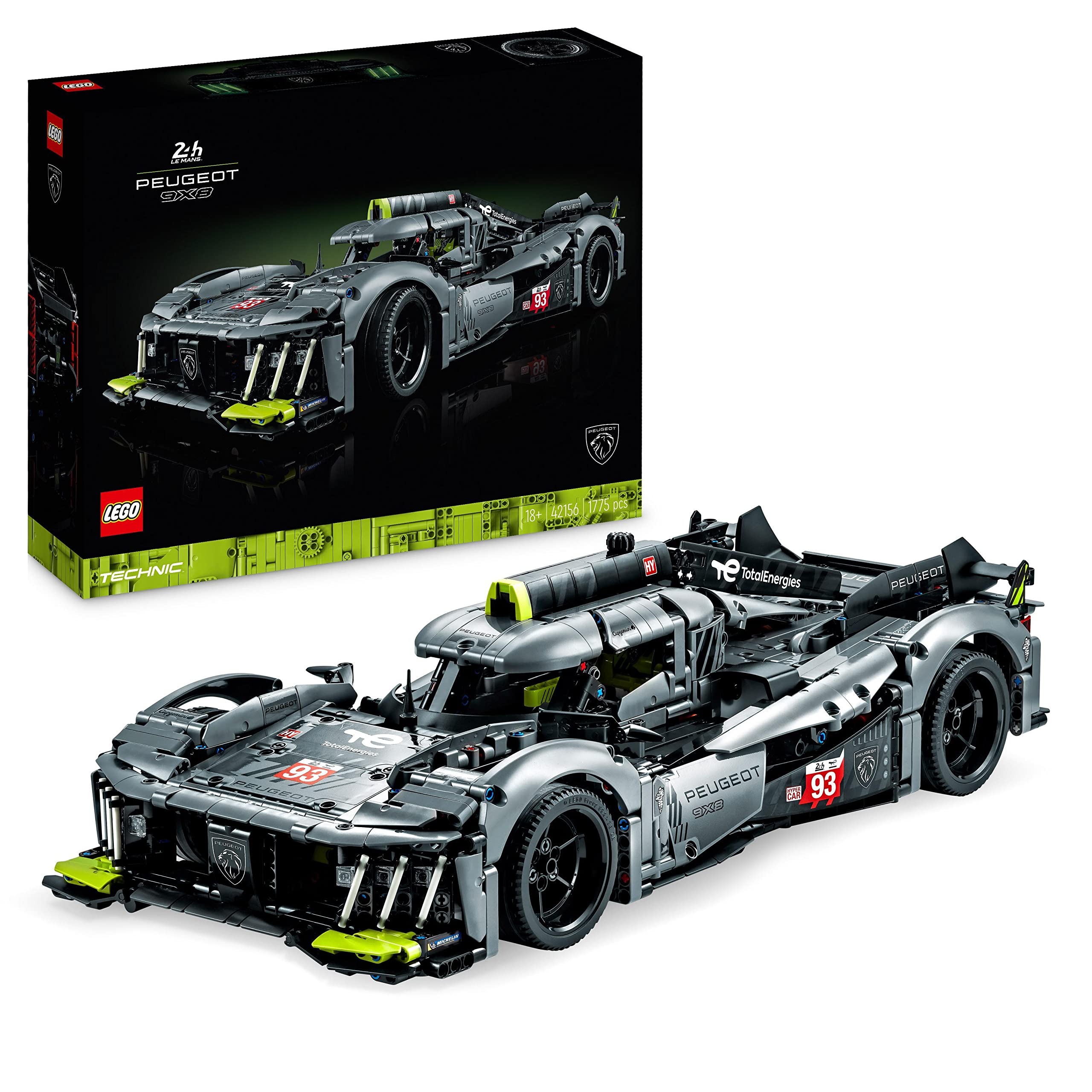 LEGO 42156 Technic Peugeot 9X8 24H Le Mans Hybrid Hypercar - 1:10 Scale Advanced Racing Car Model for Adults, Collector's Edition | Perfect for Display, Racing Enthusiasts & Gift Giving