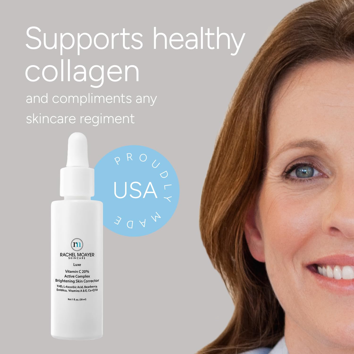Rachel Moayer Luxe 20% Vitamin C Serum for Face - Brightening & Dark Spot Corrector, Anti-Aging Treatment with Hyaluronic Acid | Day & Night Use for Glowing Skin