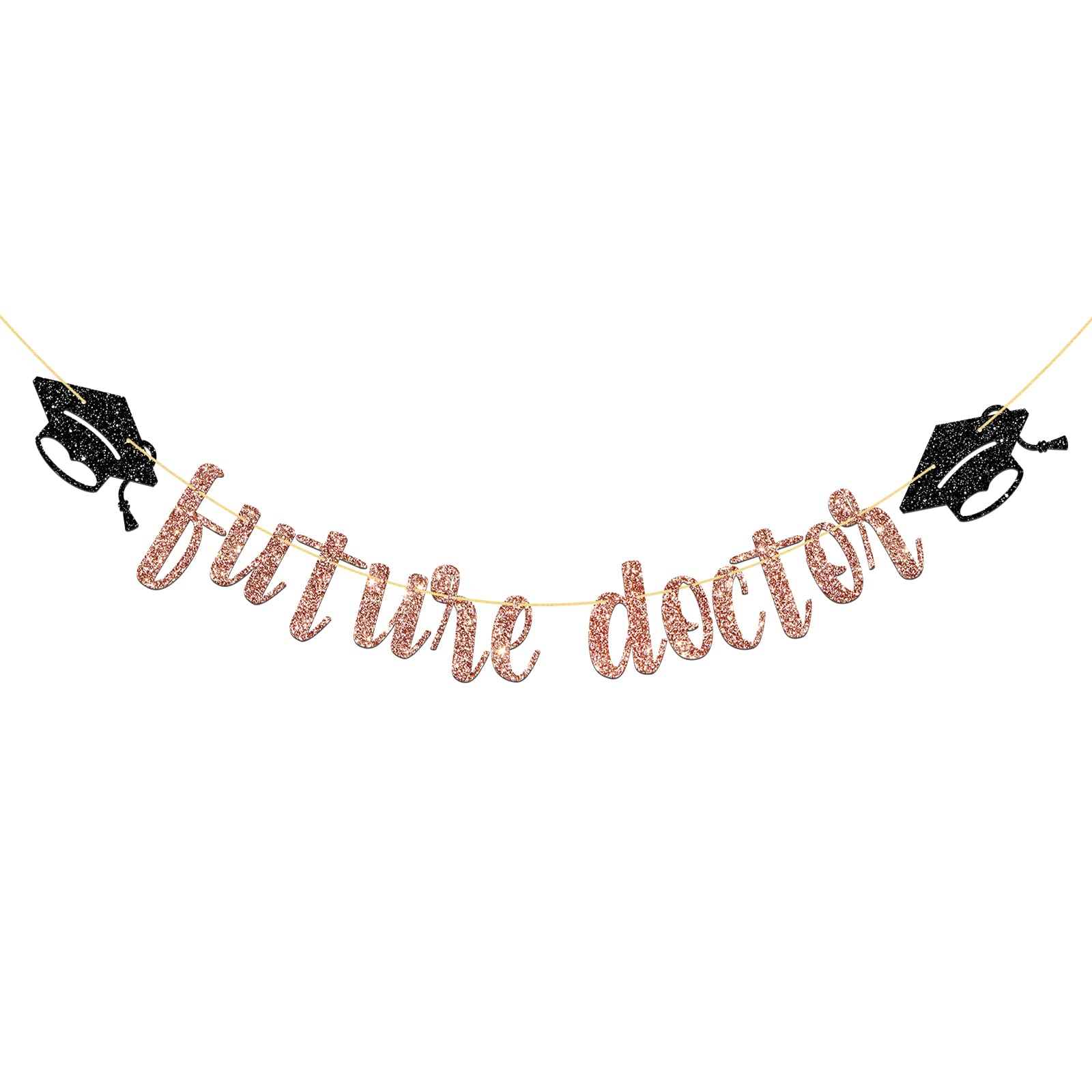 MonMon & Craft Future Doctor Banner - Rose Gold Glitter Graduation Decor for Medical School | Perfect for Doctor Graduation Party, Congrats Doctor Graduate Celebration & Healthcare Professional Activities