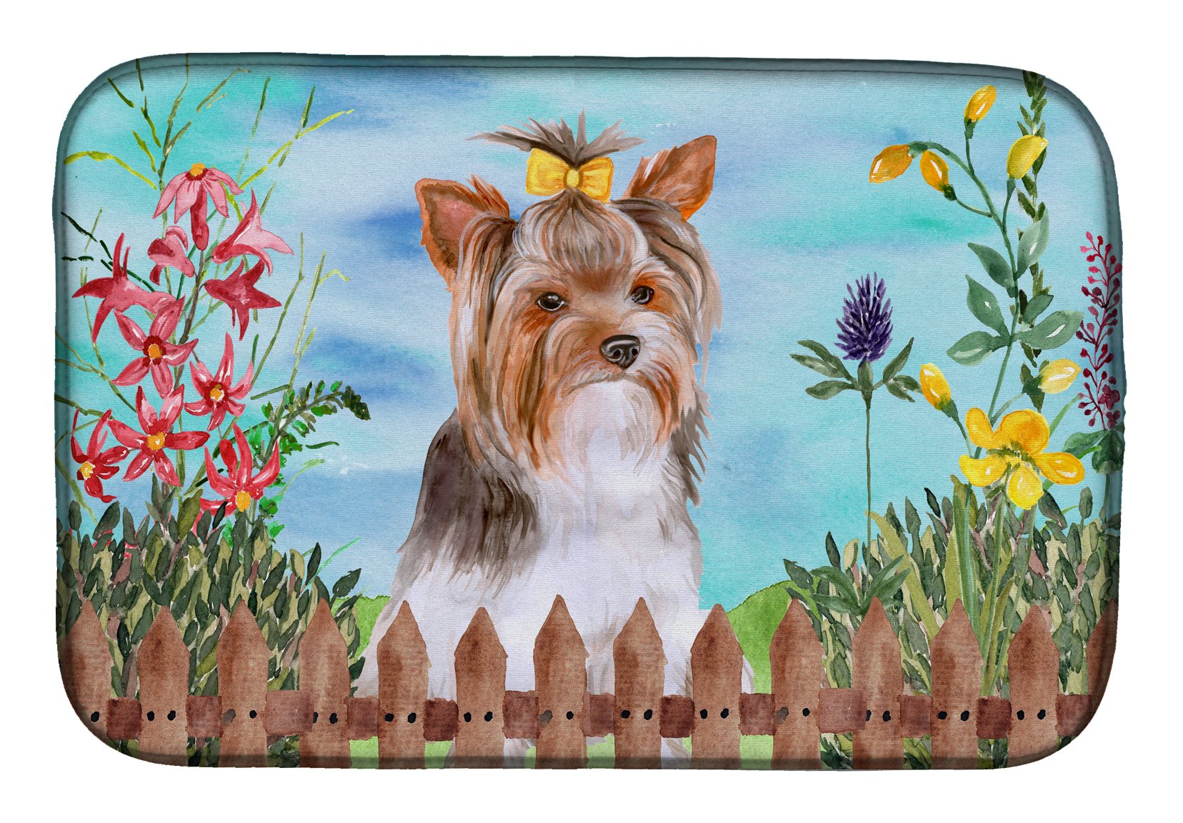 Yorkshire Terrier Dish Drying Mat - Absorbent Kitchen Counter Pad (14x21