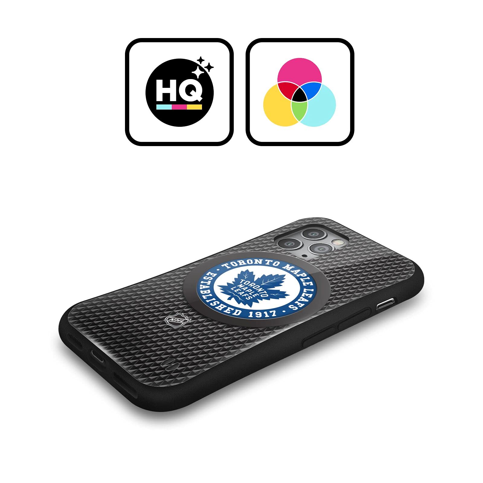 Officially Licensed NHL Toronto Maple Leafs Puck Texture iPhone 11 Case - Durable Hybrid Protective Cover for Apple iPhone 11 - Perfect for Hockey Fans & Game Day Protection
