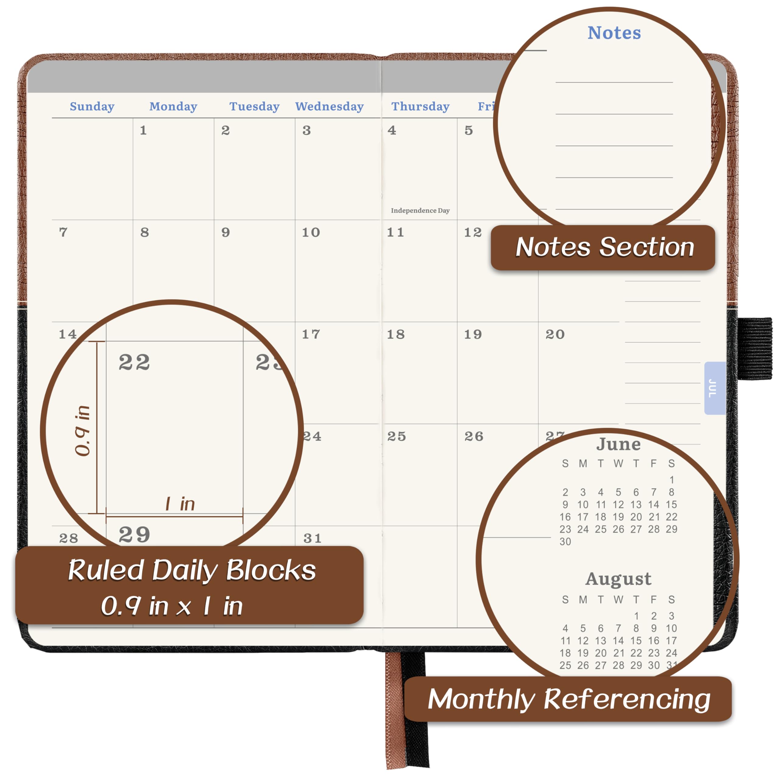 2025-2026 Pocket Planner Calendar | Weekly & Monthly Agenda from July 2025 to June 2026 | 6.4