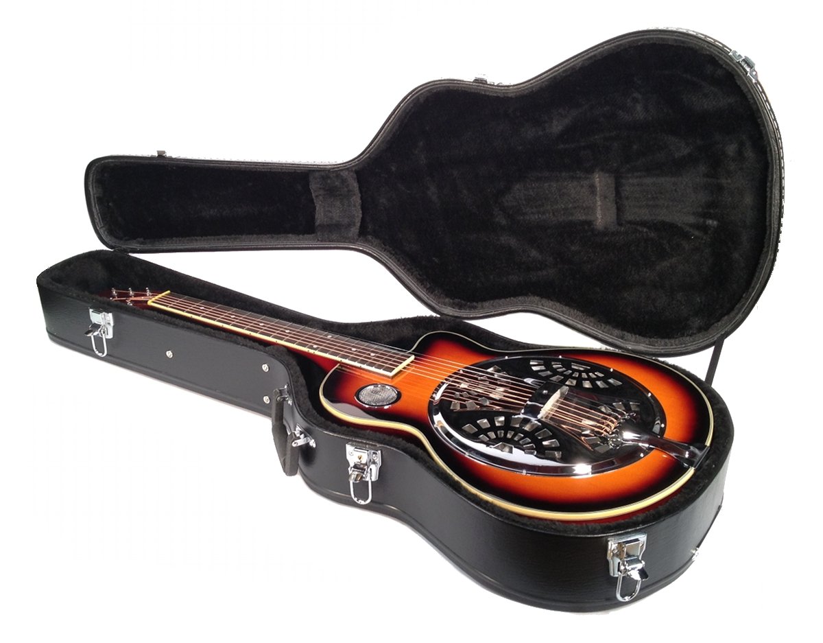 Resonator Guitar with Hard Case - Acoustic-Electric Steel Body Sapele Wood for Bluegrass & Blues | Perfect for Stage Performances & Home Practice