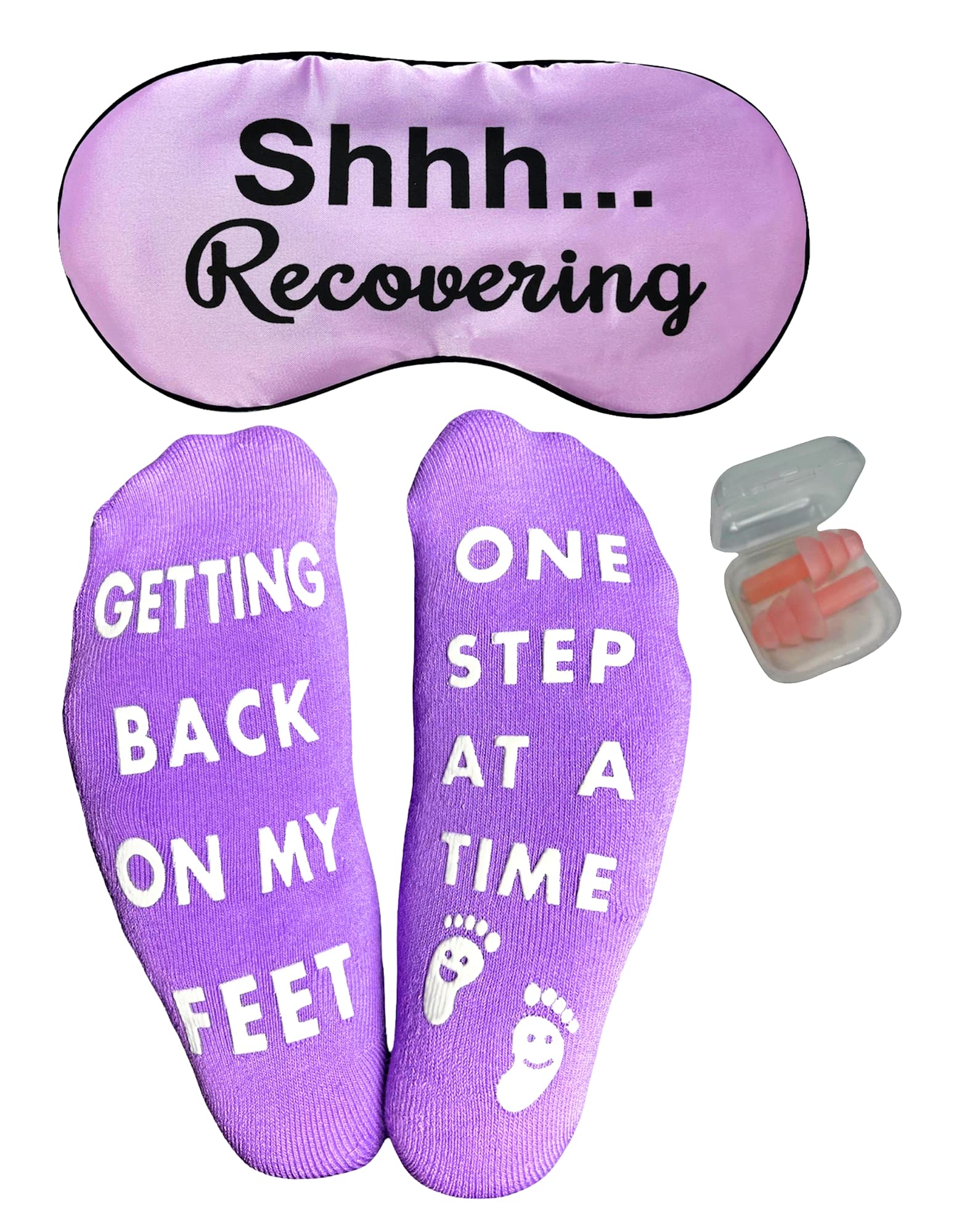 Post-Surgery Recovery Sleep Mask & Cozy Socks Gift Set for Women - Chemo Care Package, Get Well Soon Present, Healing Comfort After Surgery (Purple) - Perfect for Hospital Stays, Home Recovery & Relaxation