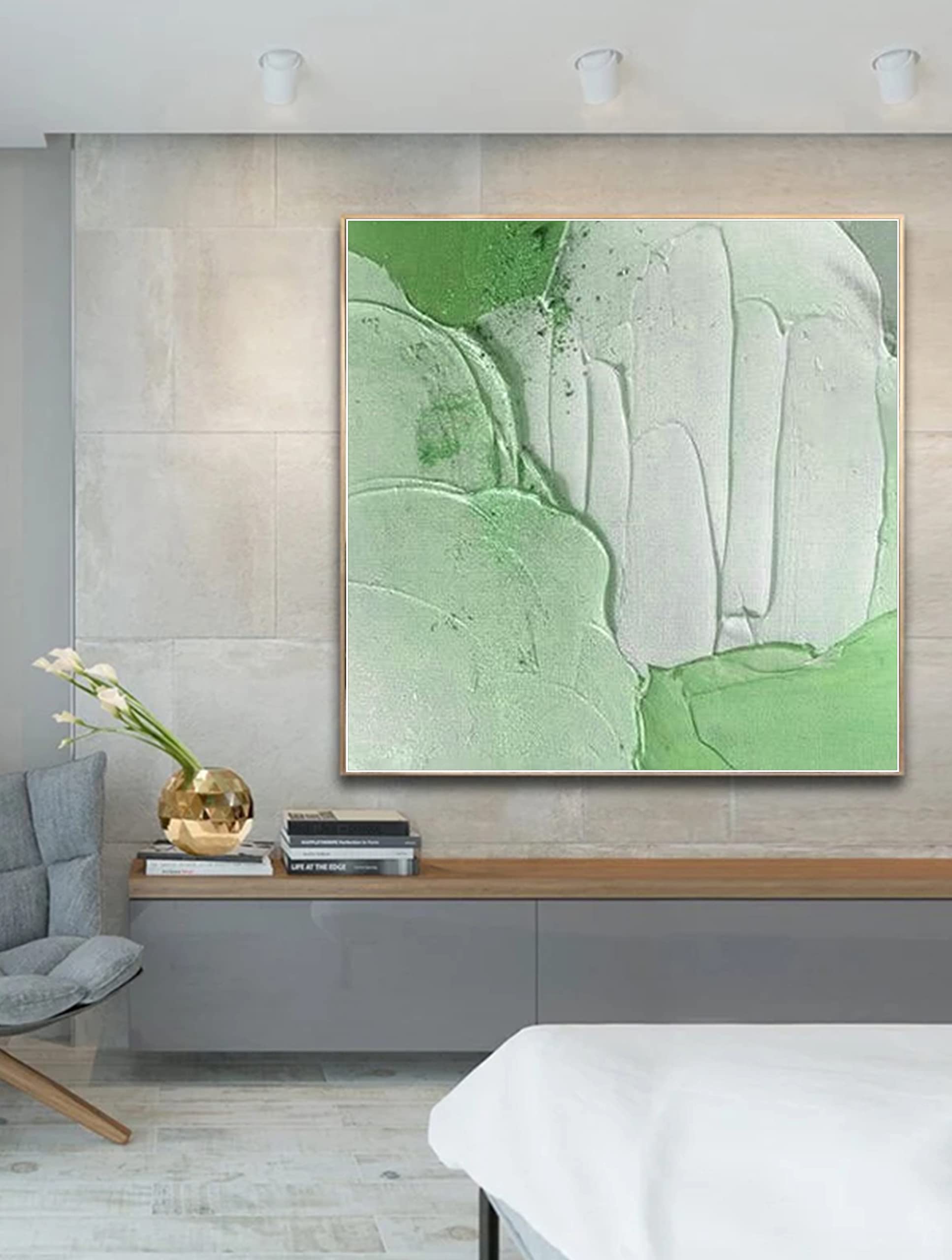 Large Original Abstract Blue and Green Tree Oil Painting on Canvas - 72x72 Inch Handmade Landscape Wall Art for Living Room, Bedroom, or Office Decor | Modern Home & Interior Design