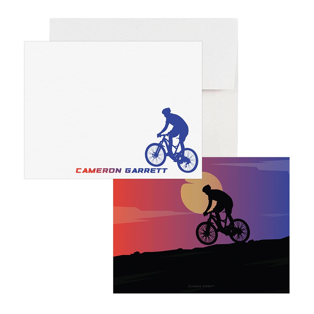 Custom Bike Lover Note Cards with Envelopes - Personalized Cycling Stationery for Men, Mountain Biking Greeting Cards - Perfect Gift for Cyclists, Bike Enthusiasts & Outdoor Lovers (Great for Birthdays, Anniversaries & Special Occasions)