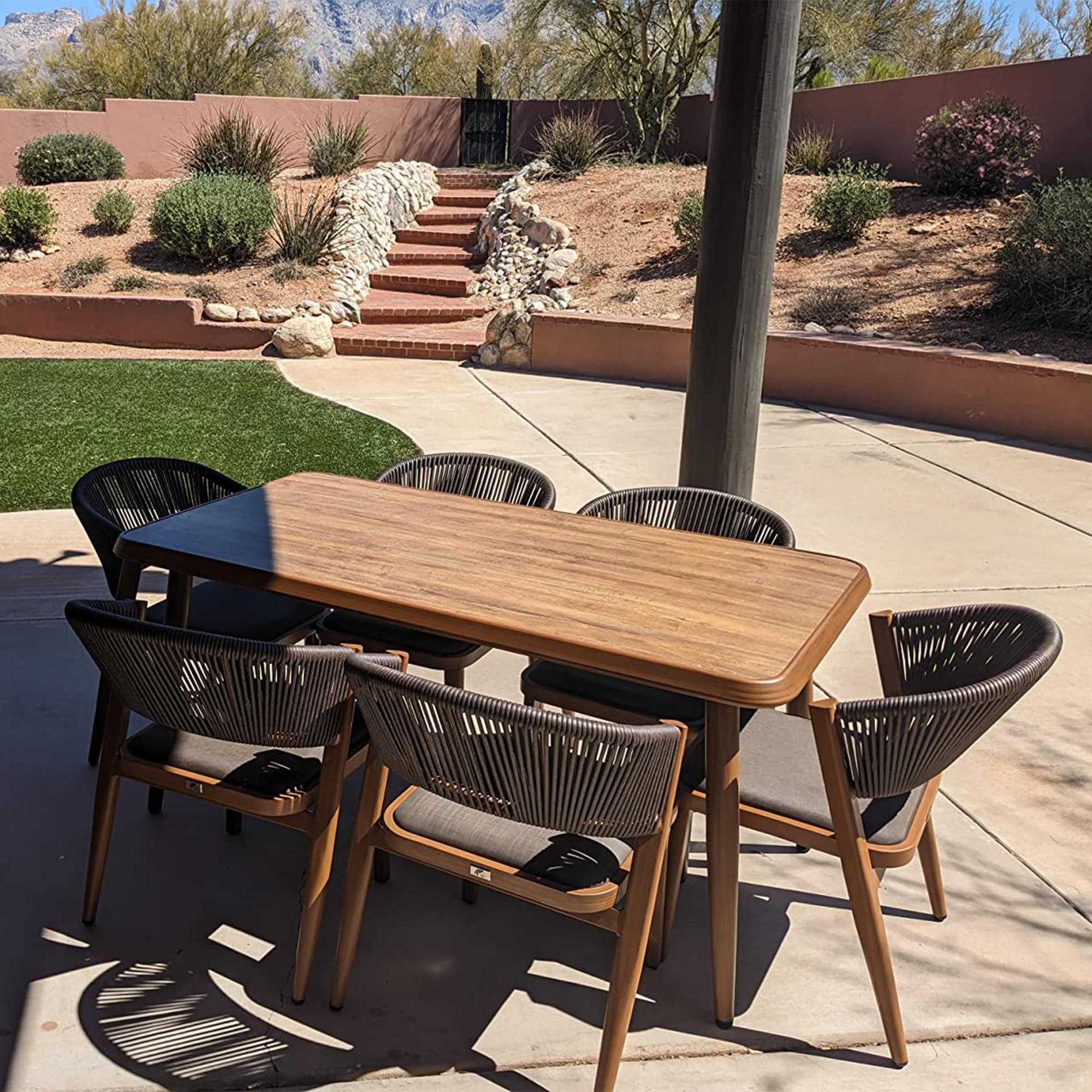PURPLE LEAF 2-Piece Patio Dining Set - All-Weather Wicker Chairs with Aluminum Frame & Cushions for Outdoor Dining - Perfect for Lawn, Garden, Backyard & Deck (Brown) | Ideal for Al Fresco Meals, Poolside Relaxation & Entertaining Guests