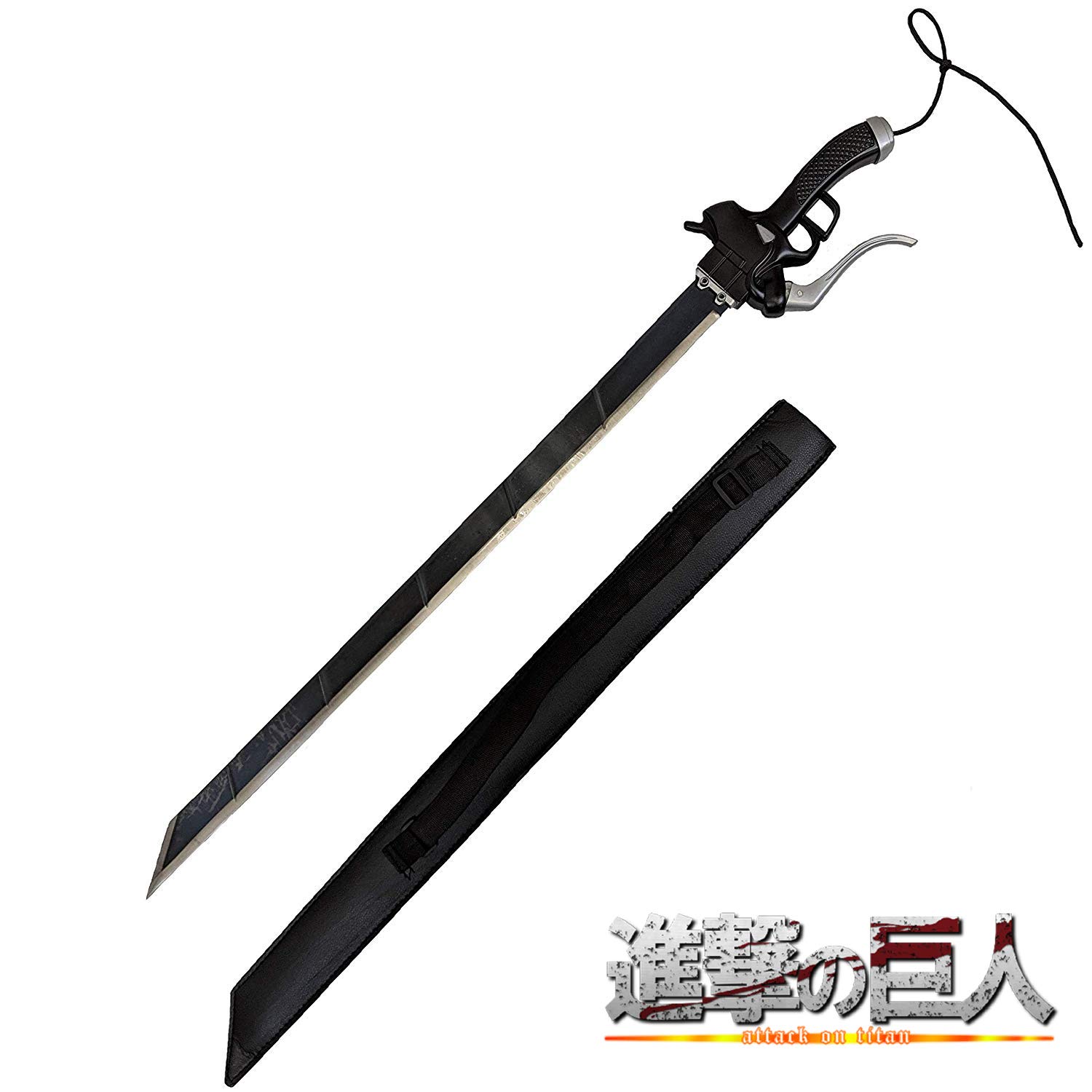 Attack on Titan Sword Replica - Japanese Anime Cosplay Carbon Steel Blade with 3D Maneuver Gear - Perfect for Cosplay, Collectors & Anime Fans