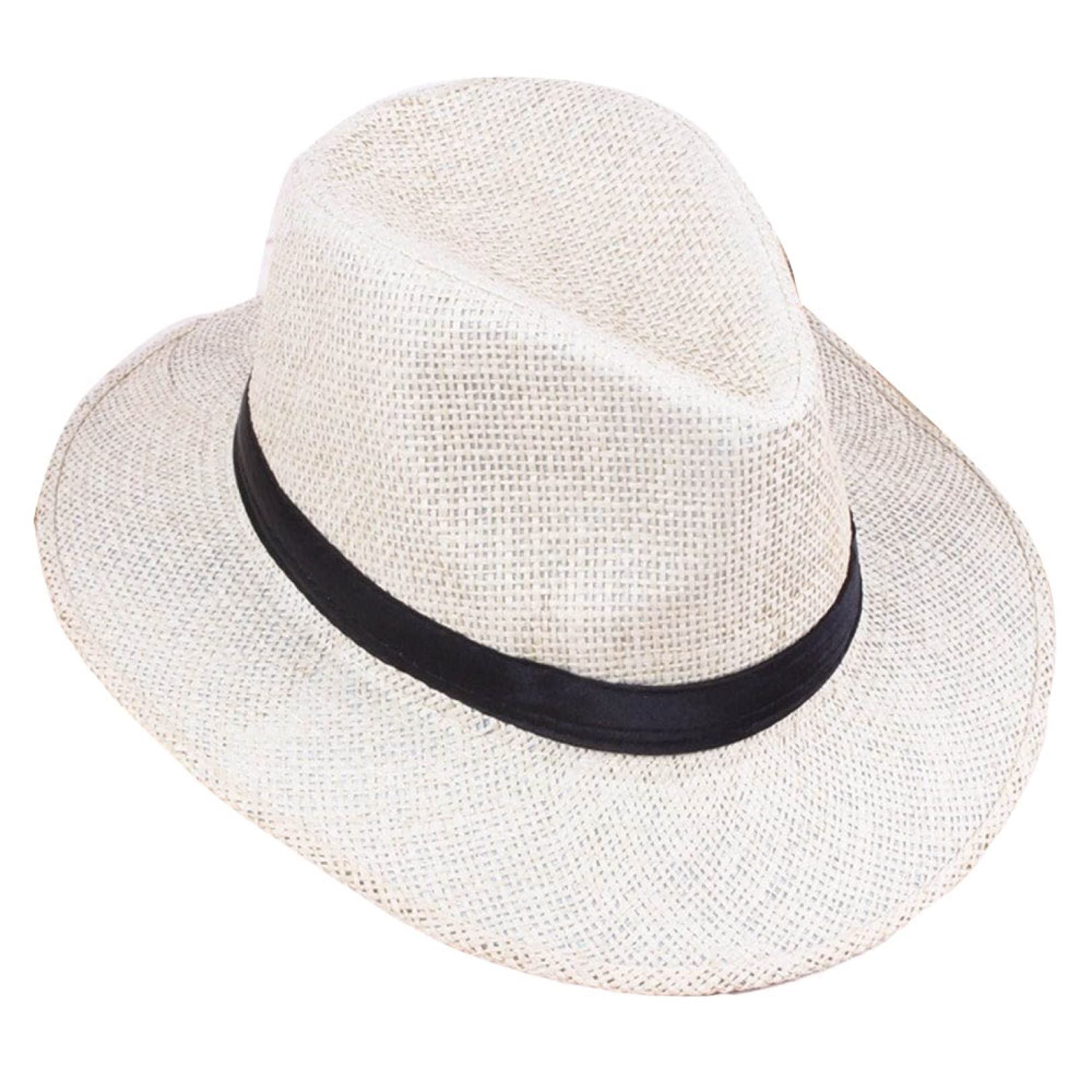 Stylish Wide Brim Straw Panama Hat for Men - Summer Beach Sun Hat with Black Ribbon - Perfect for Vacations, Outdoor Activities & Fashion Accessories
