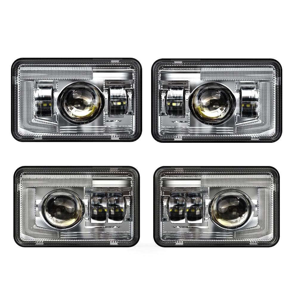 4x6 Inch DOT Sealed Beam LED Headlights with DRL for Peterbilt, Kenworth, Freightliner, Ford & Chevrolet Trucks - High Visibility Replacement Lights for Night Driving & Foggy Conditions