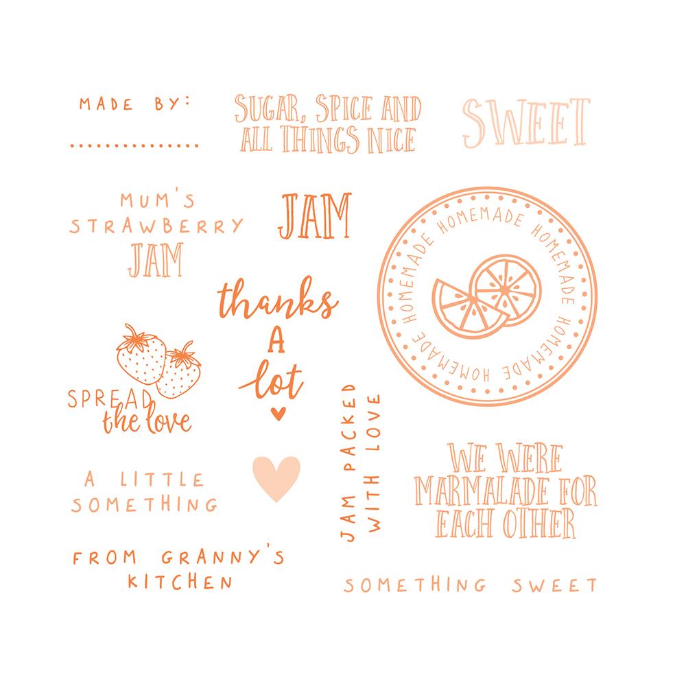 Tonic Studios Mason Jar Labels Stamp Set 3379E - DIY Craft Stamps for Homemade Jams, Canning & Gift Packaging