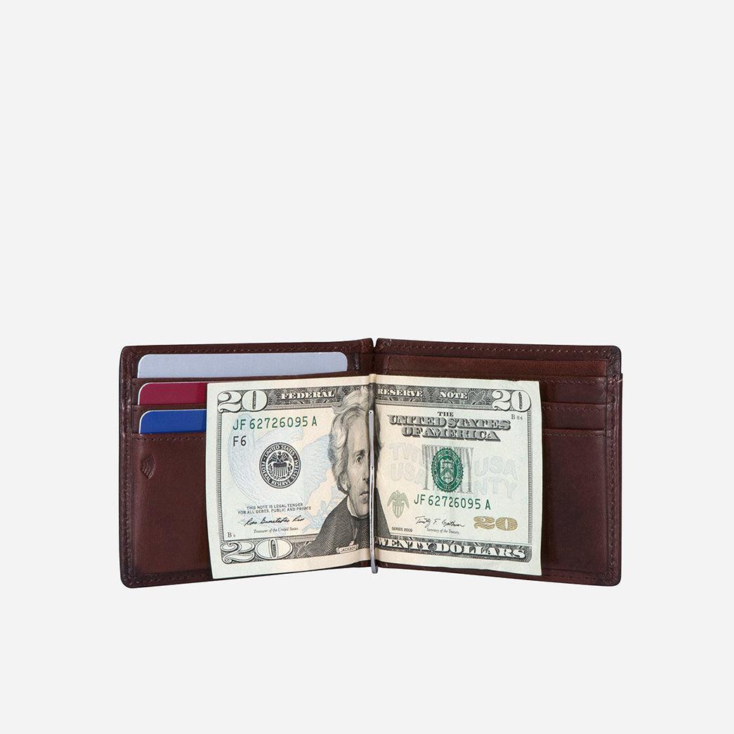 Jekyll & Hide Genuine Leather Oxford Money Clip Wallet for Men - Slim RFID Blocking Bifold Wallet with Cash Clip (Coffee Brown) - Perfect for Business, Travel & Everyday Use