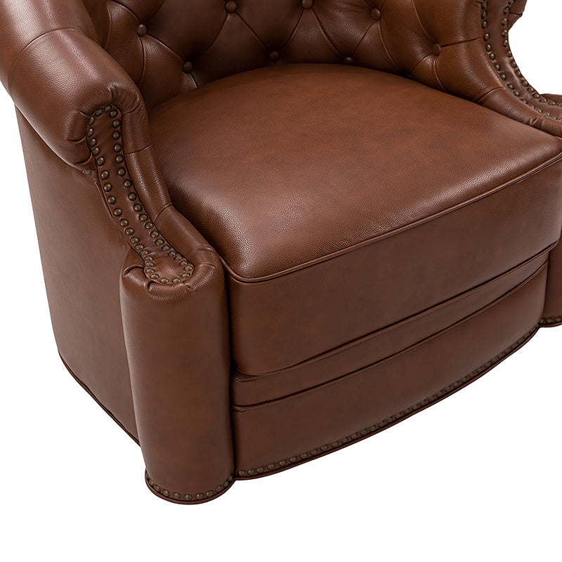 Alonso Classic Chesterfield Genuine Leather Swivel Chair - Premium Office Chair with Button Tufted Back & 360° Rotation - Perfect for Home Office, Study Room & Executive Workspace