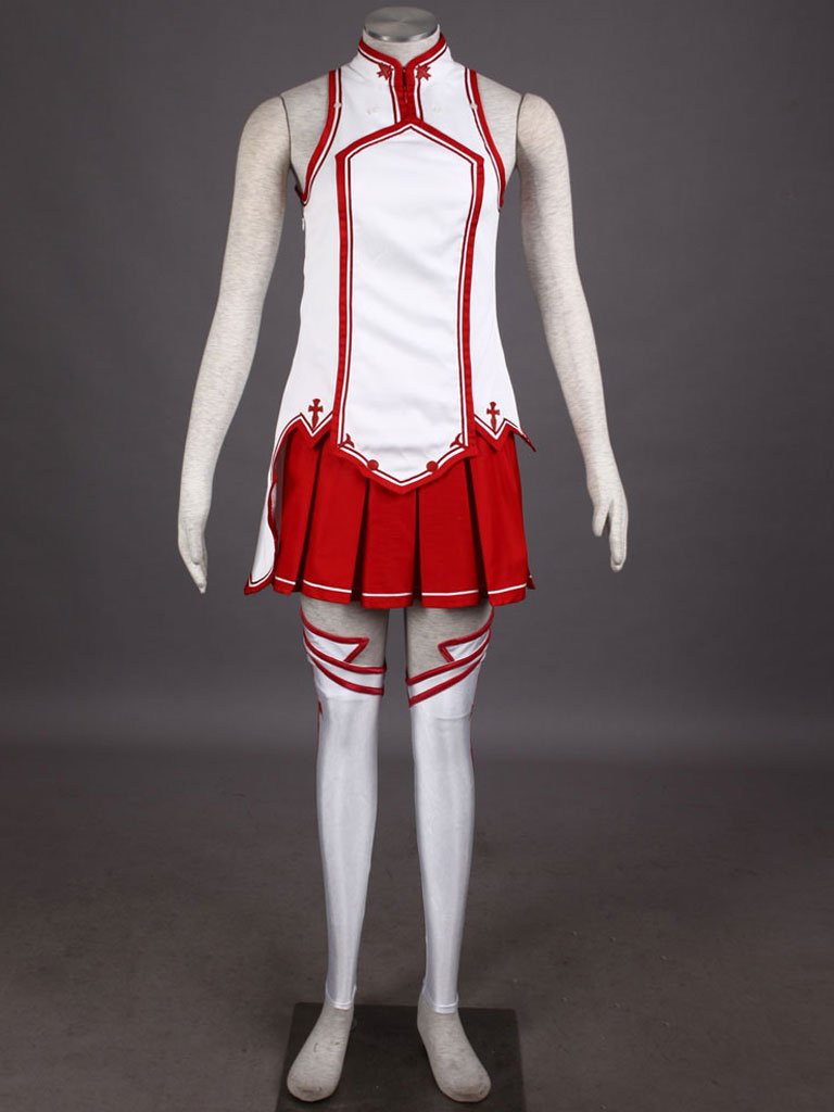 SAO Asuna White Sleeveless Coat & Red Skirt Cosplay Costume for Women - Anime Game Halloween Outfit | Perfect for Conventions, Cosplay Events & Themed Parties