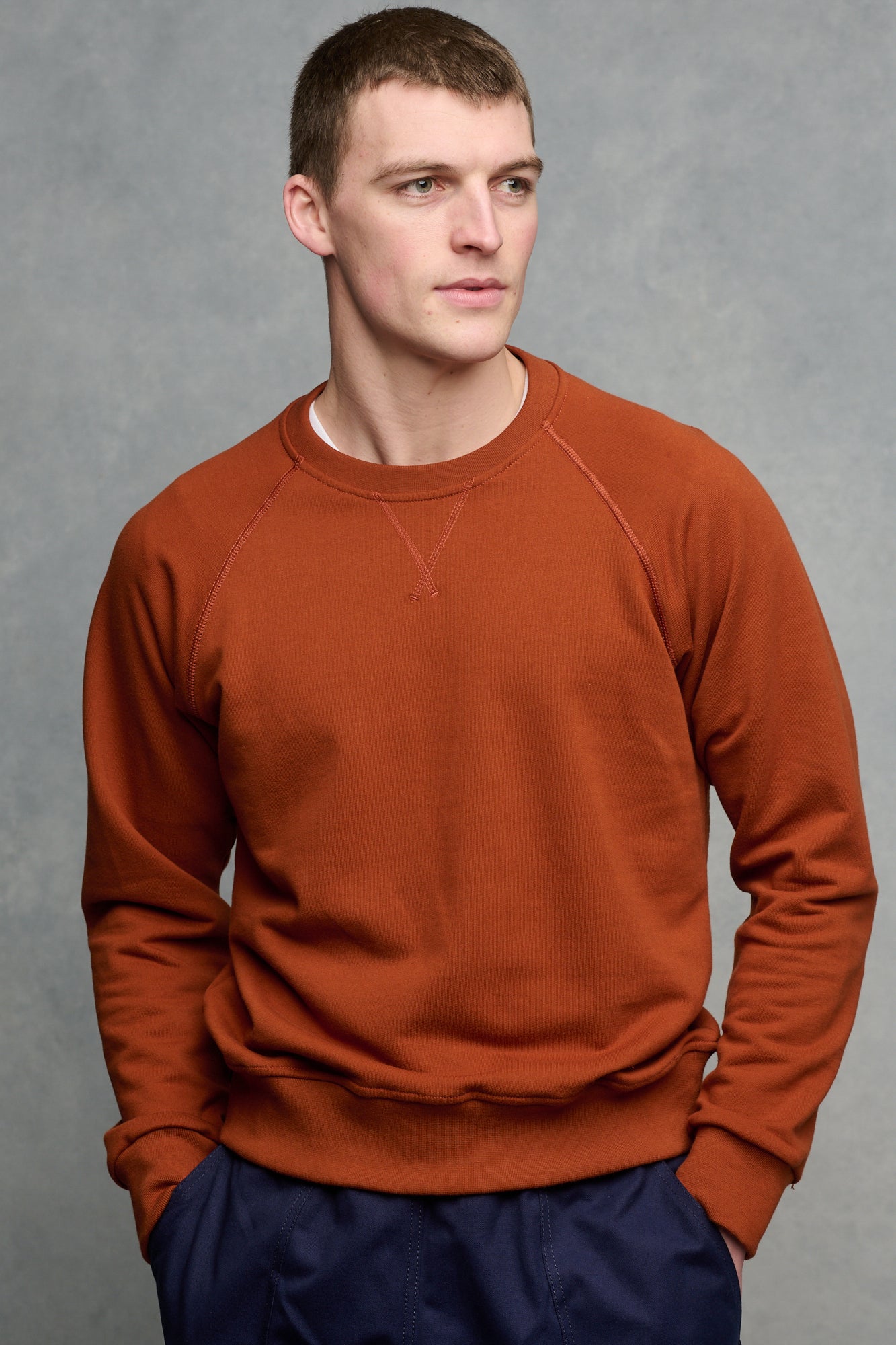 Men's Raglan Sweatshirt - Soft Cotton Blend Pullover in Warm Cinnamon Color | Casual Streetwear & Loungewear for Everyday Comfort
