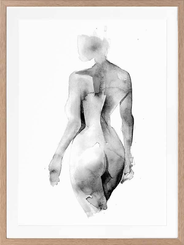 Flawless Female Charcoal Art Print - Framed Wall Decor for Living Room, Bedroom & Office | Elegant Black & White Portrait Painting