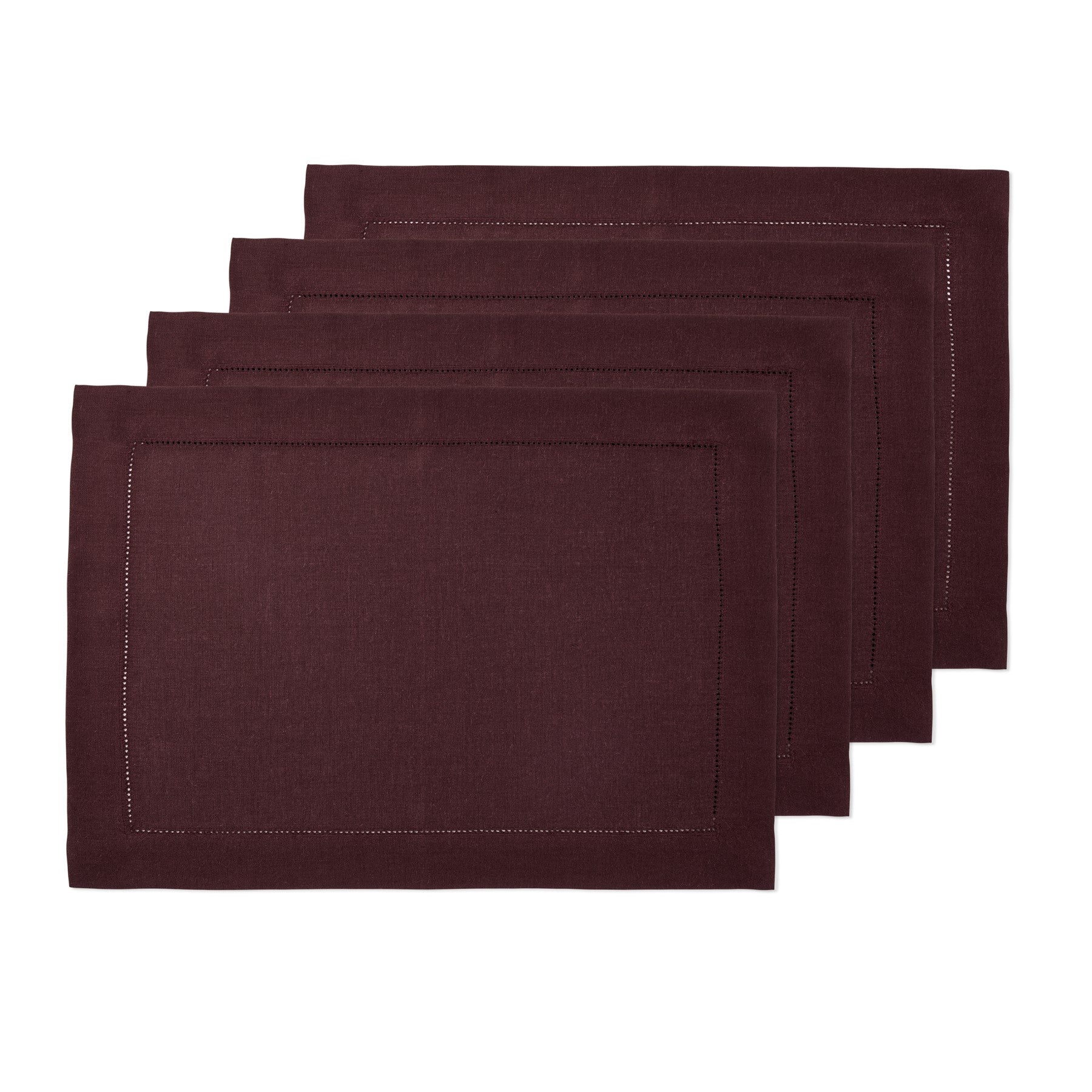 Elegant Classic Hemstitch Placemats Set of 4 - Premium Linen Table Mats for Dining Room Decor - Perfect for Thanksgiving, Christmas Dinner & Formal Entertaining
