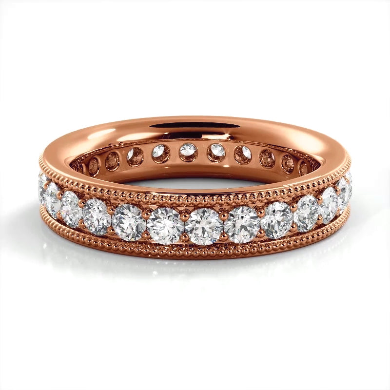 1.73 Carat Round Diamond Milgrain Accent Wedding Band - Elegant Bridal Ring for Engagement, Anniversary & Special Occasions