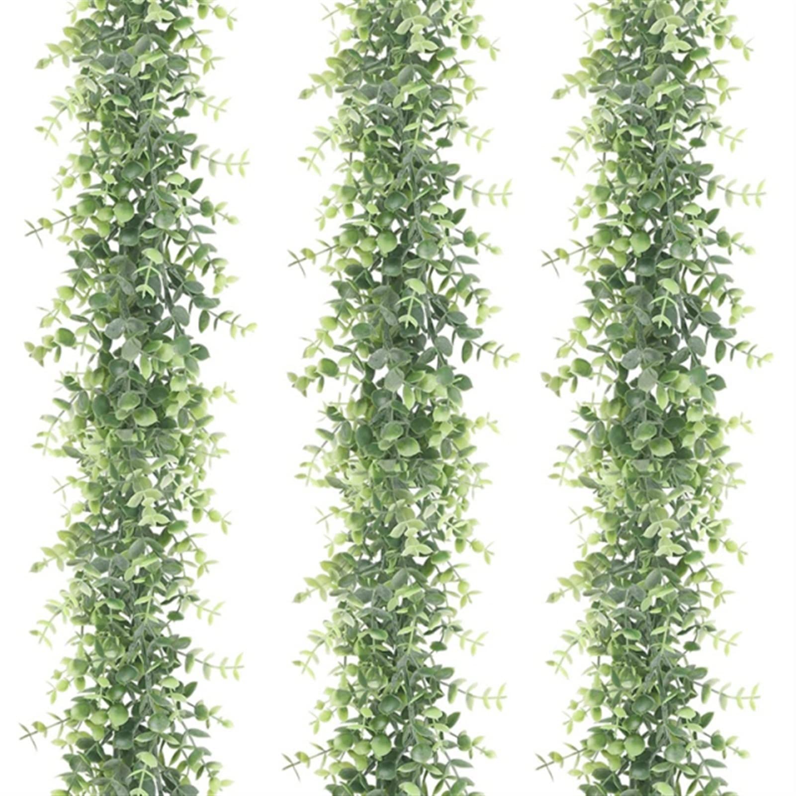 Luchike 5-Pack Artificial Christmas Wreaths & 30Ft Eucalyptus Garland - Fake Greenery Vines for Wedding Decor, Table Backdrop, Arch, and Holiday Home Decoration (3-Pack, Green) - Perfect for Christmas, Parties, and Seasonal Home Styling